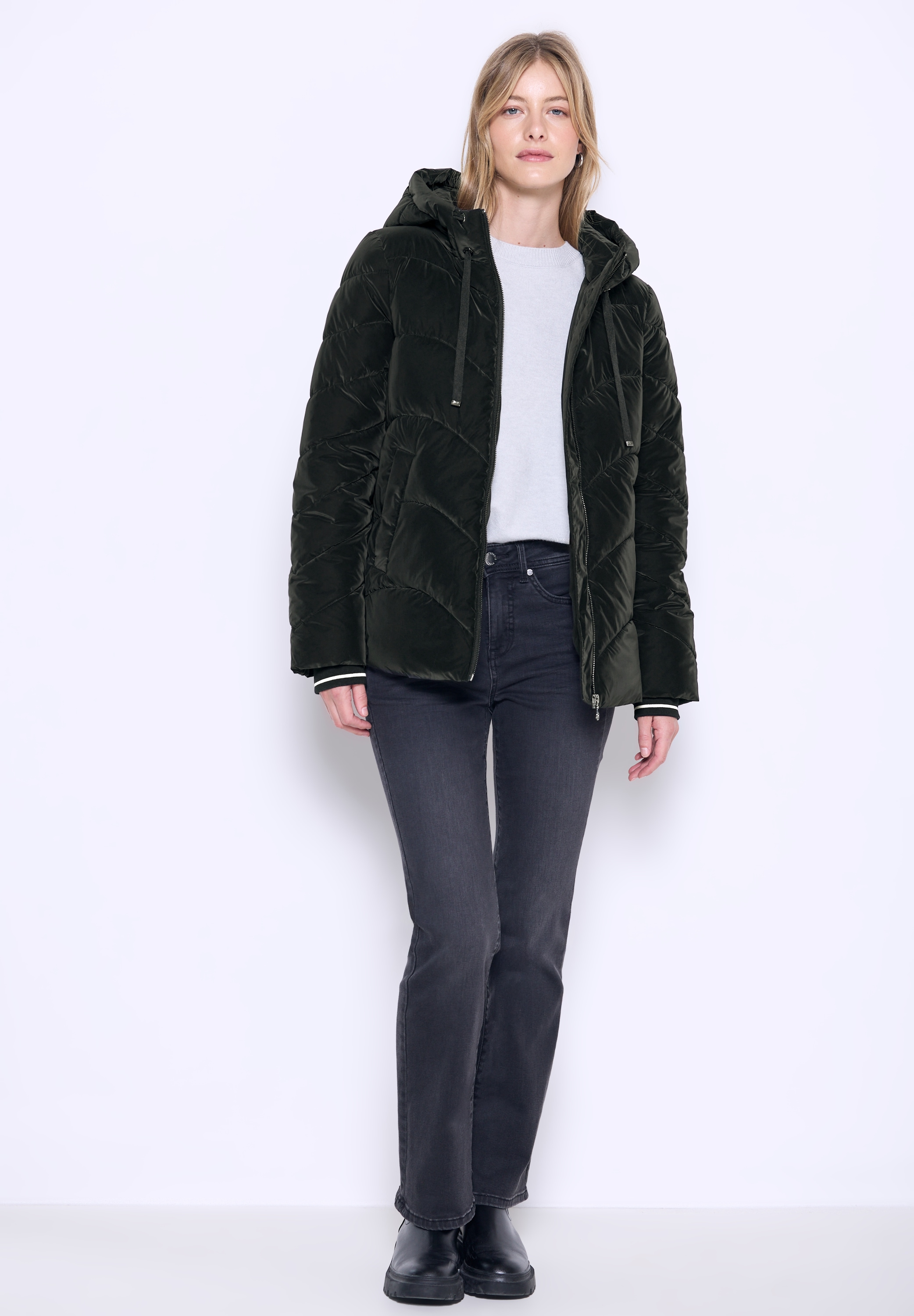 STREET ONE STUDIO Steppjacke, mit Kapuze, in Unifarbe