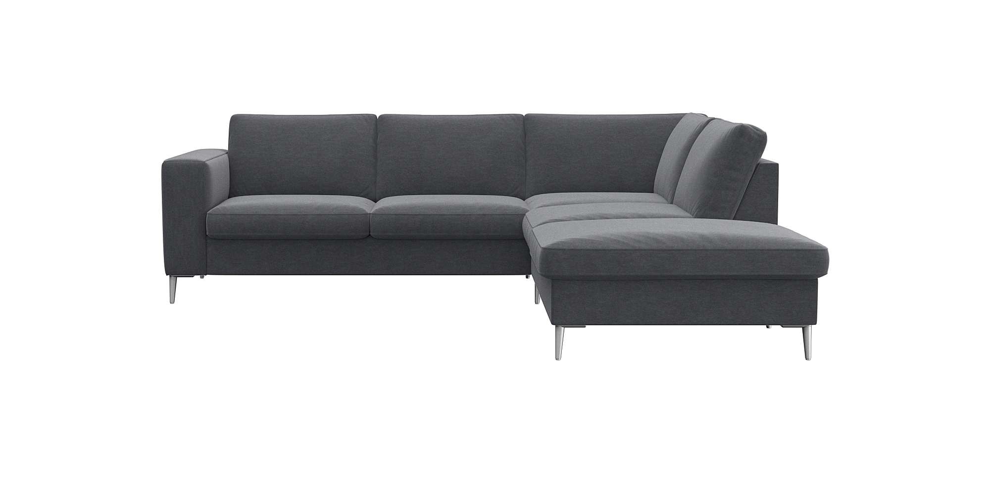 FLEXLUX Ecksofa "Fiore, L-Form" breite Armlehnen, Füße alufarben, B/T 241/225 cm, Kaltschaum im Sitz