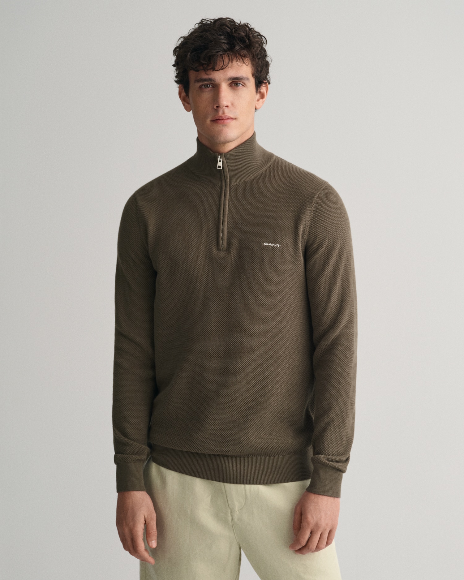 Gant Troyer »COTTON PIQUE HALF ZIP«, mit Piqué-Struktur
