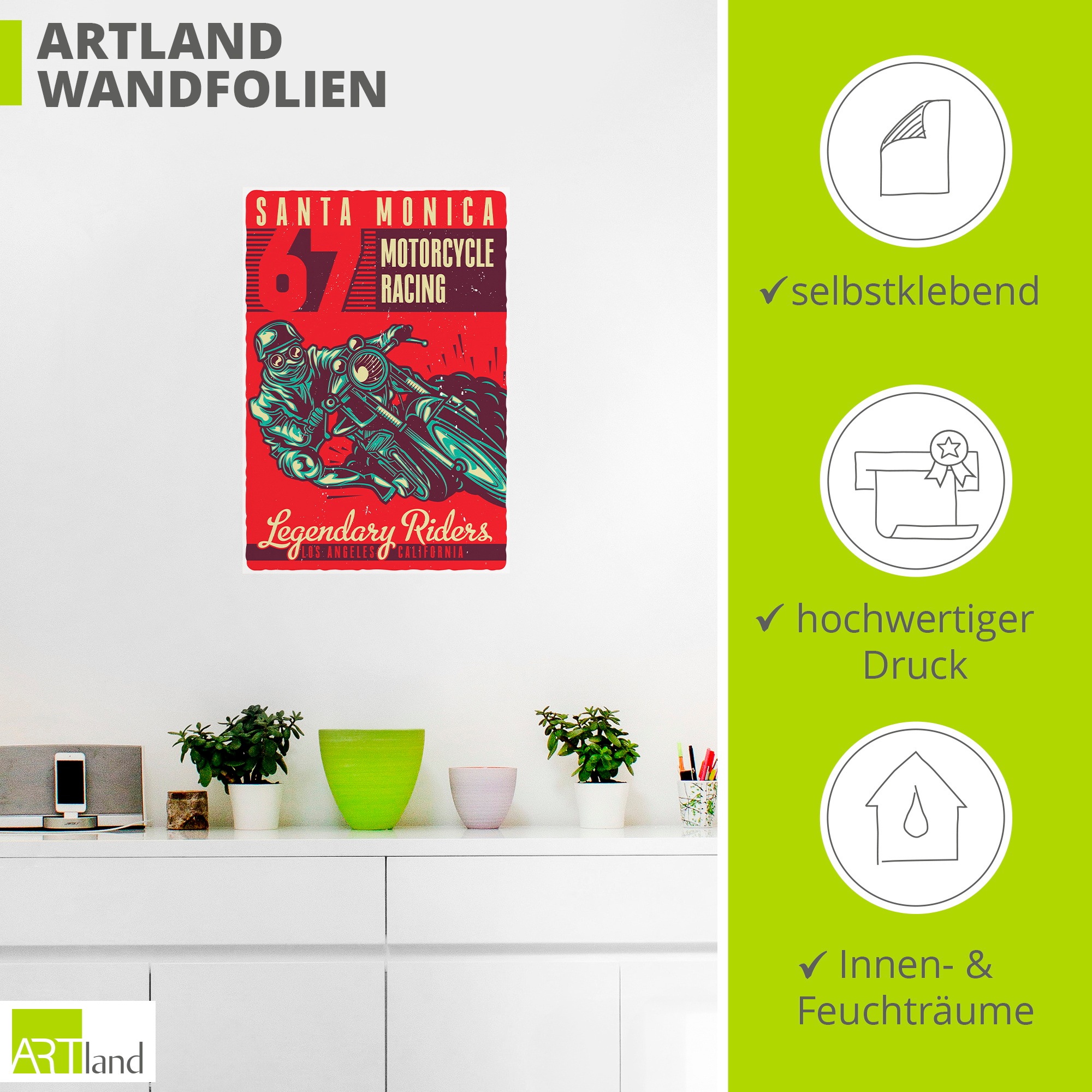 Artland Wandbild »Motorrad Santa Monica« 1 Stk. tlg. als Alubild, Leinwandbild, Poster, Wandaufkleber in verschied. Größen