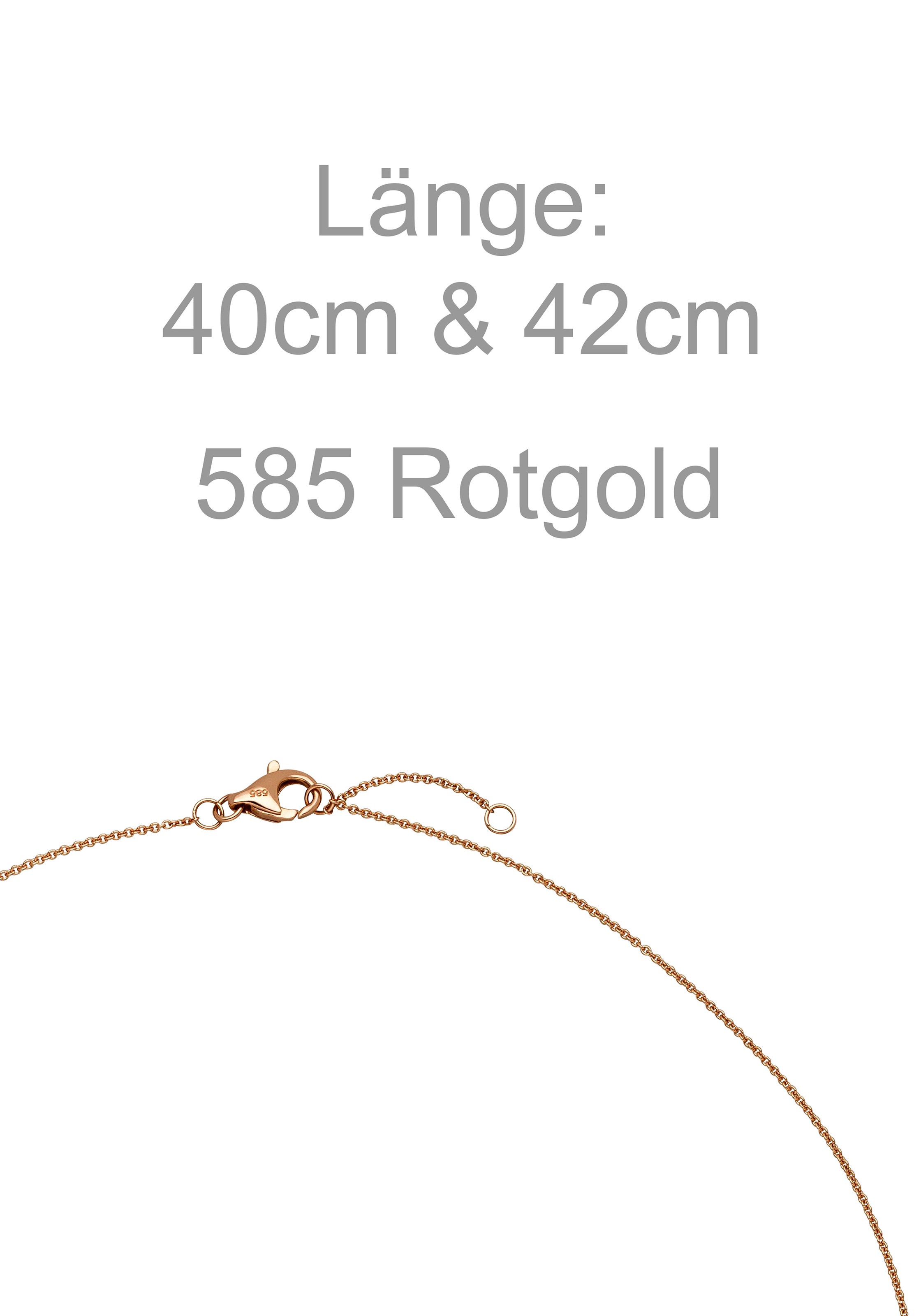 JOBO Collier »Kette mit Anhänger« 585 Roségold mit Turmalin und 16 Diamanten