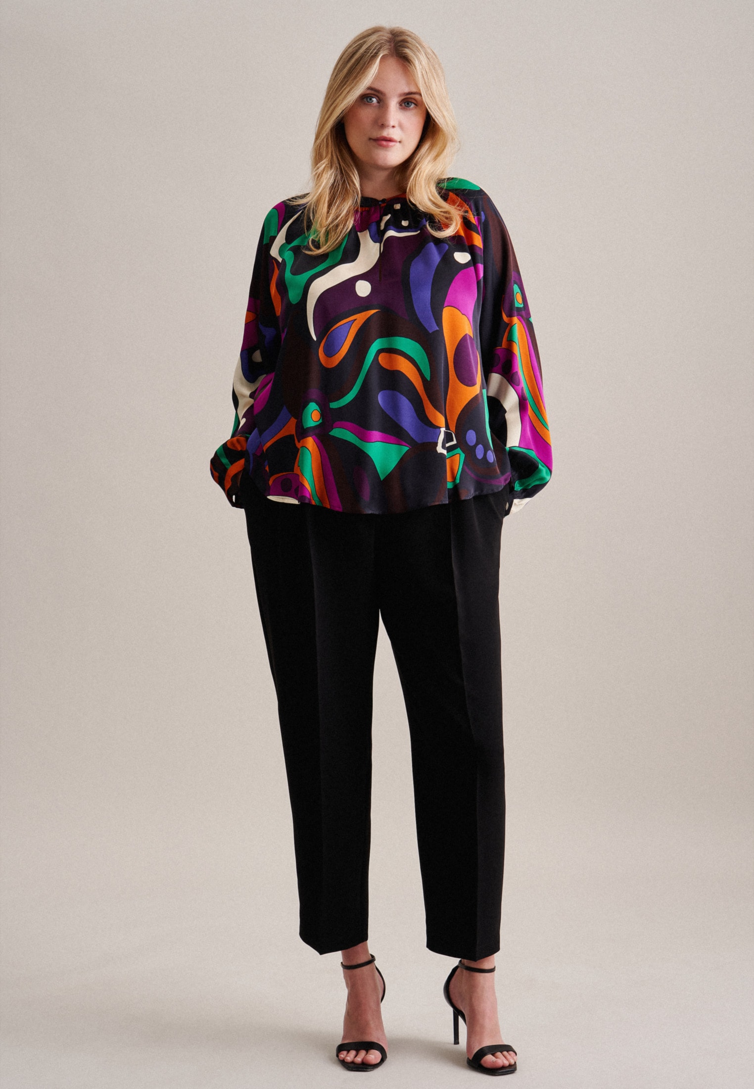 seidensticker Shirtbluse »Schwarze Rose« Langarm Rundhals Druck