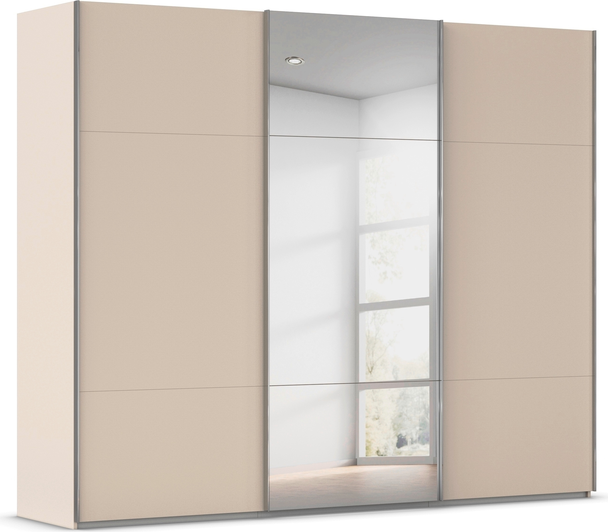 rauch Schwebetürenschrank "Kleiderschrank Schrank Garderobe Schlafzimmerschrank CONTIDO" 3 verschiedene Ausstattungen BASIC/CLASSIC/PREMIUM (inkl. SOFT-CLOSE), aus hochwertigem Material in 6 Breiten 2 Griff-Farben MADE IN GERMANY