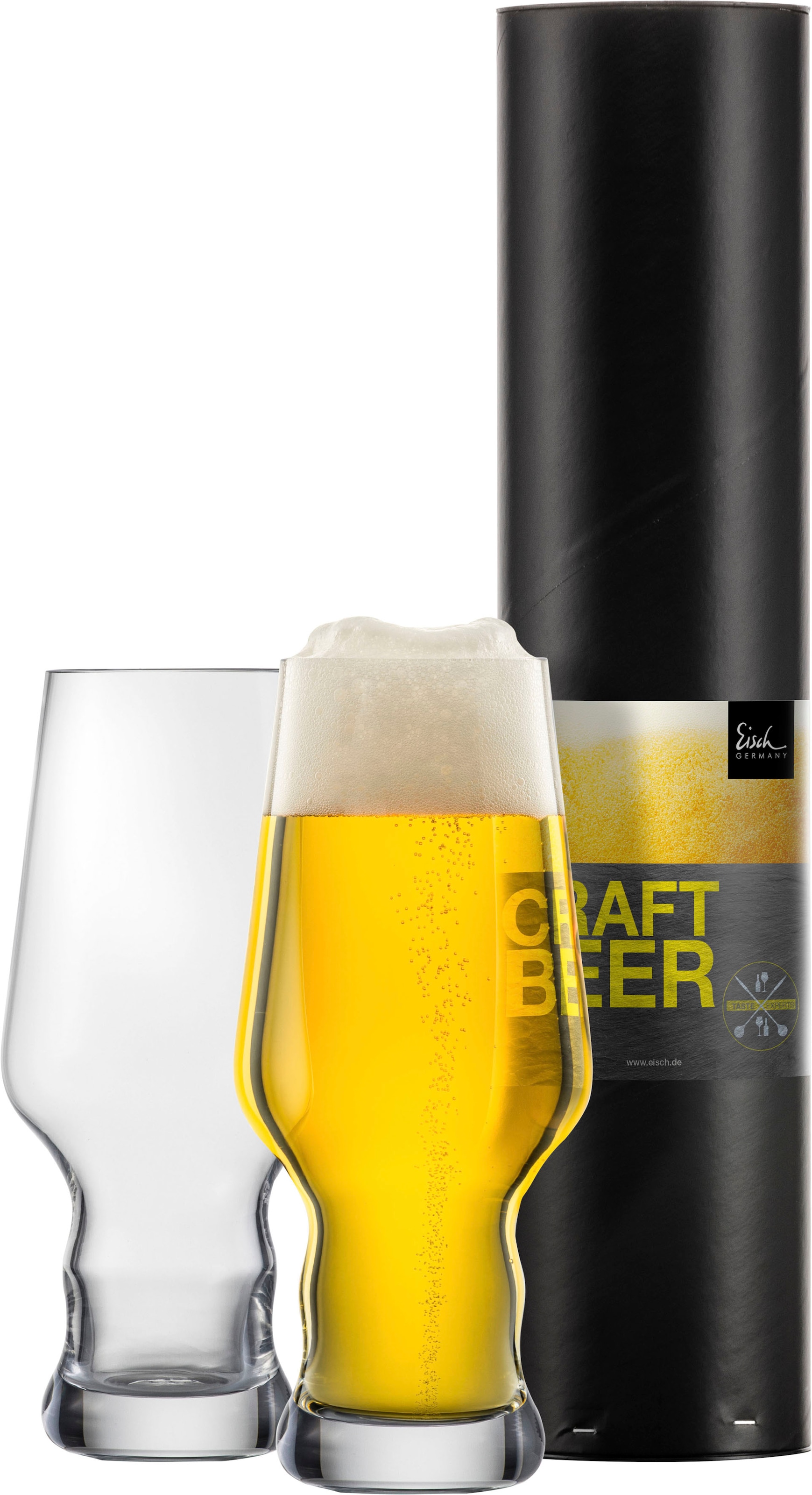 Bierglas »CRAFT BEER EXPERTS«, (Set, 2 tlg., 2 Craft Beer Becher in Geschenkröhre),...