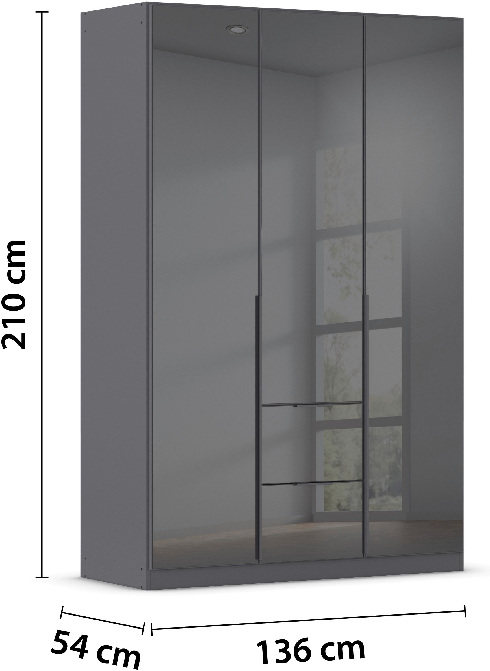 rauch Drehtürenschrank »Kleiderschrank Kleiderschränke Schrank Garderobe AGORDO mit Glasfront«, (in zwei Griff-Farben, Breiten 91-360 cm), mit Außenschubkästen, in 7 Breiten und 2 Höhen MADE IN GERMANY