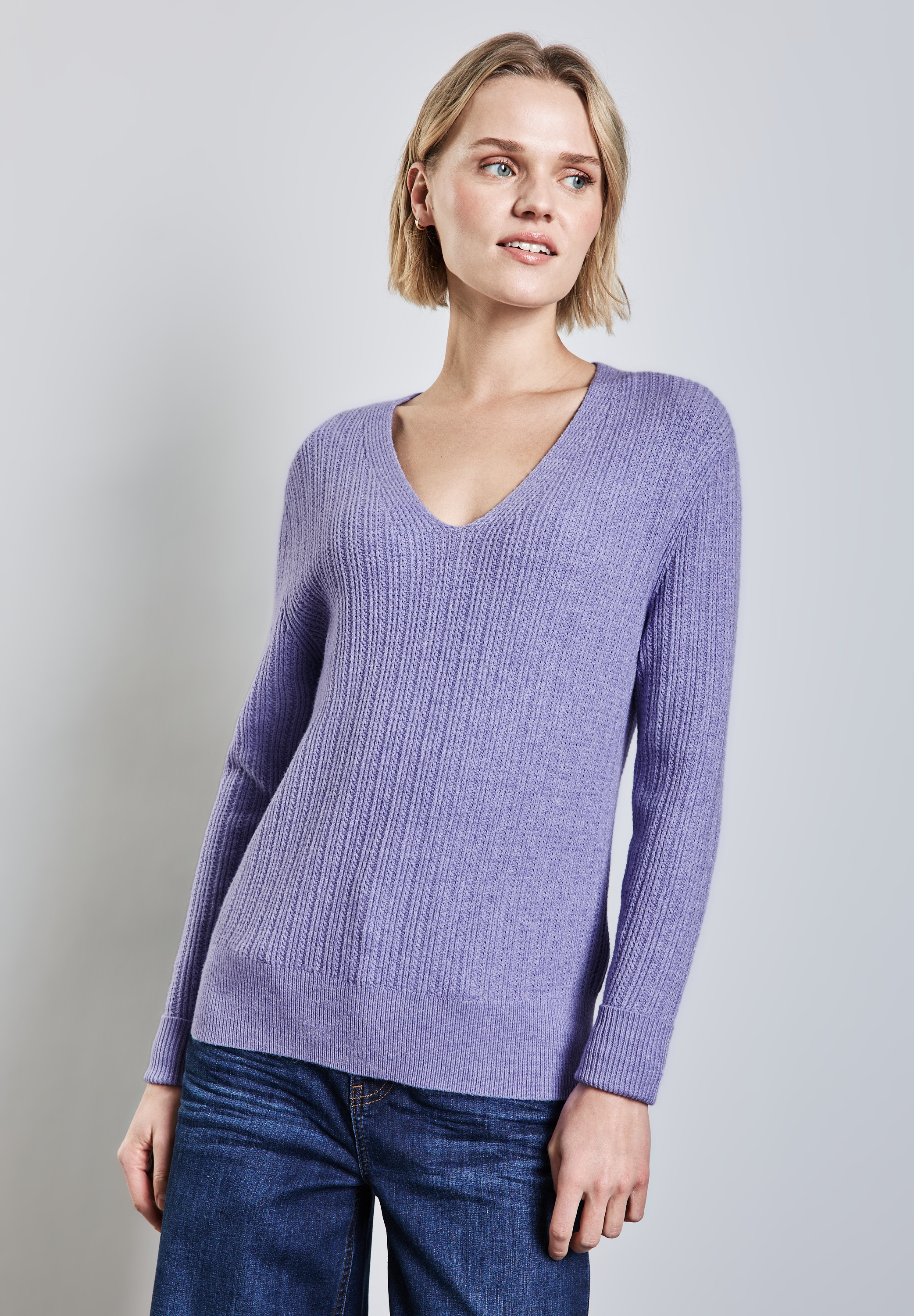 STREET ONE Strickpullover, mit Rippstrick-Struktur günstig online kaufen