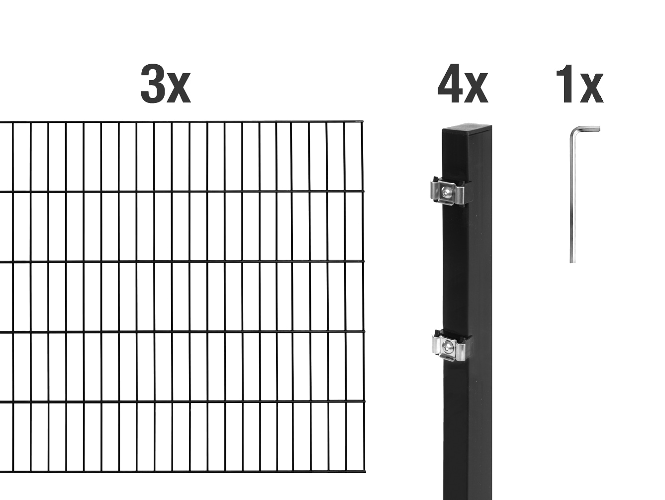 Alberts Doppelstabmattenzaun "Grundset" Höhe: 80-200 cm, Gesamtlänge: 4-30 m, zum Einbetonieren