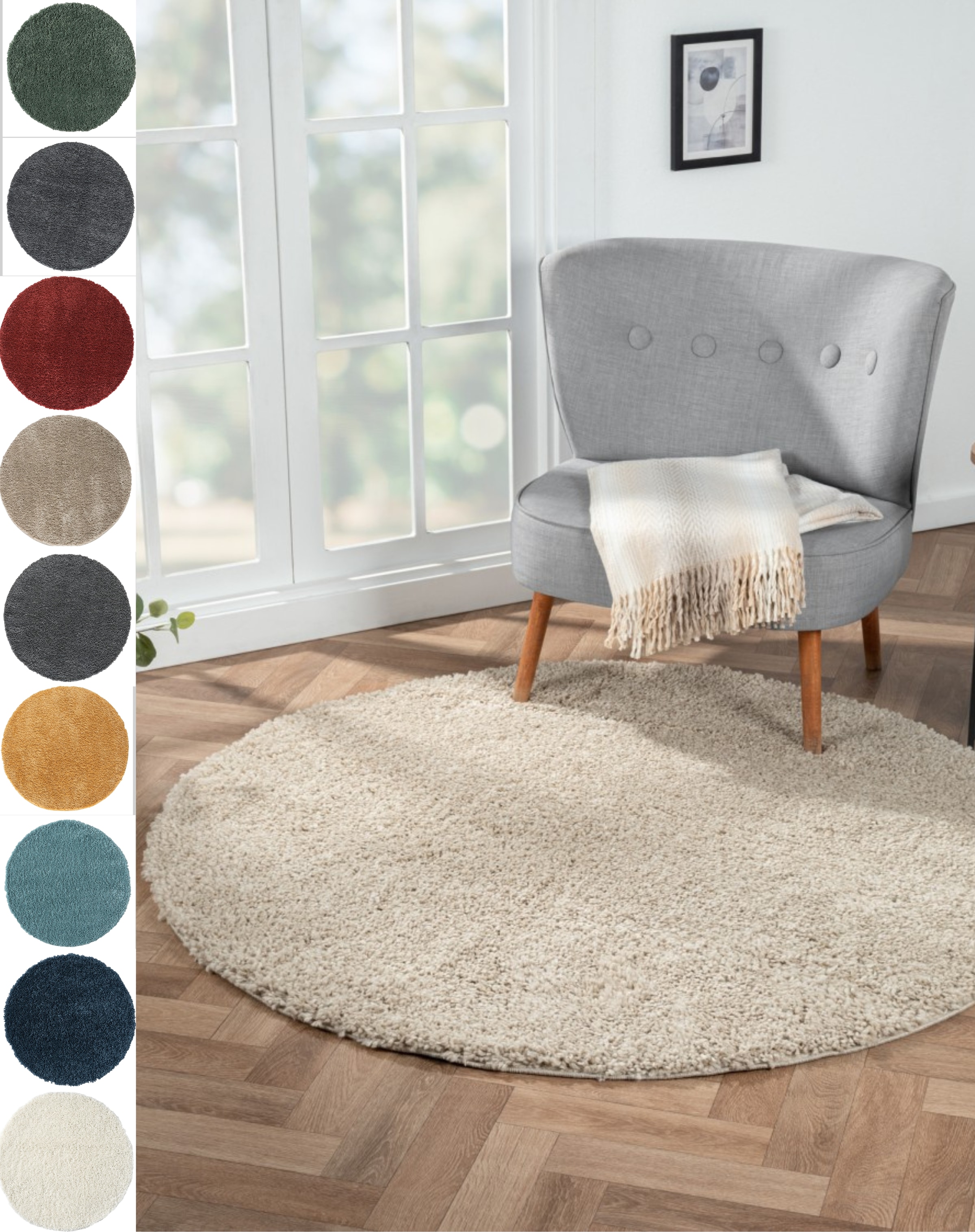 Myflair Möbel & Accessoires Hochflor-Teppich "My Shaggy" rund 37 mm Höhe Sh günstig online kaufen