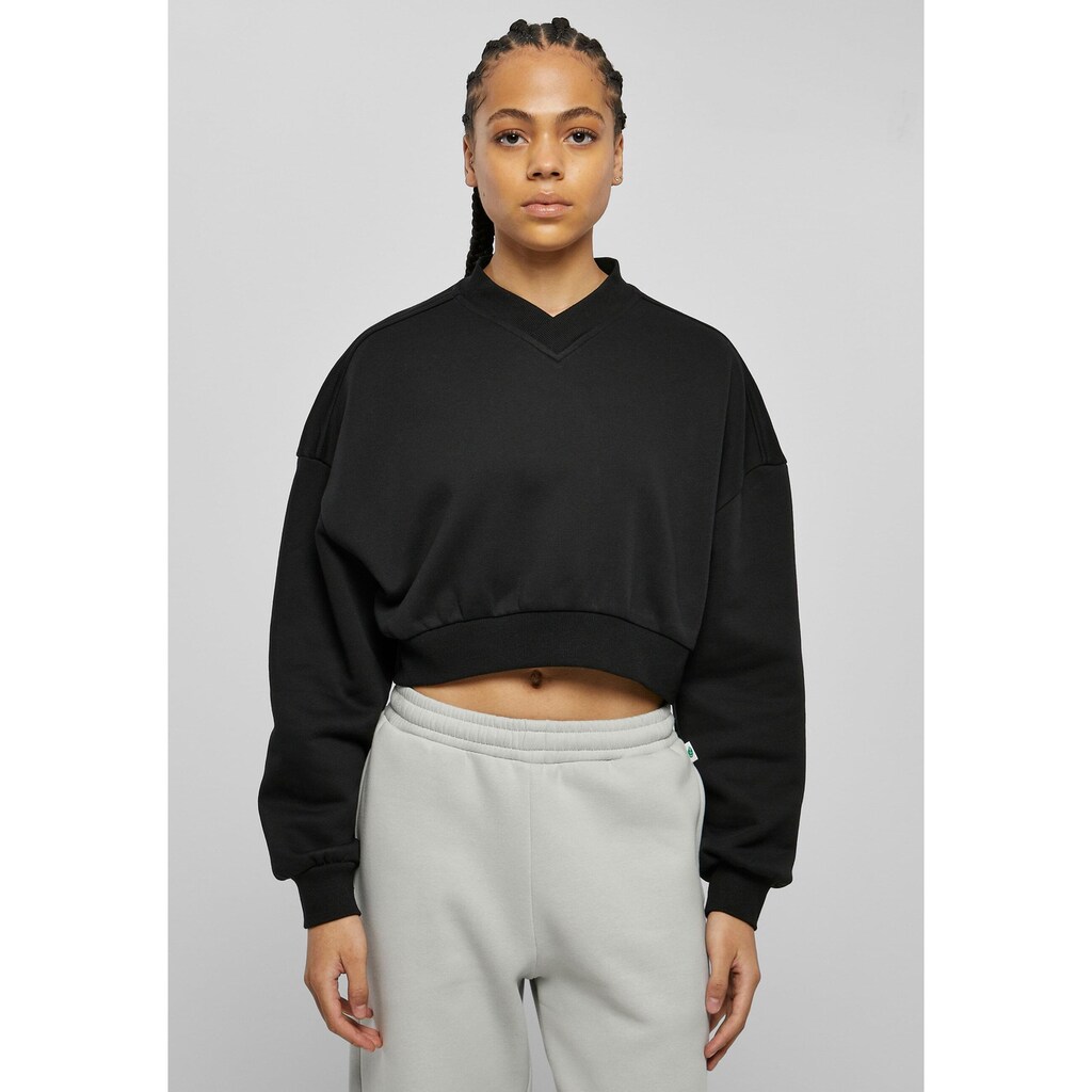 URBAN CLASSICS Sweater »Urban Classics Damen Ladies Cropped V-Neck«