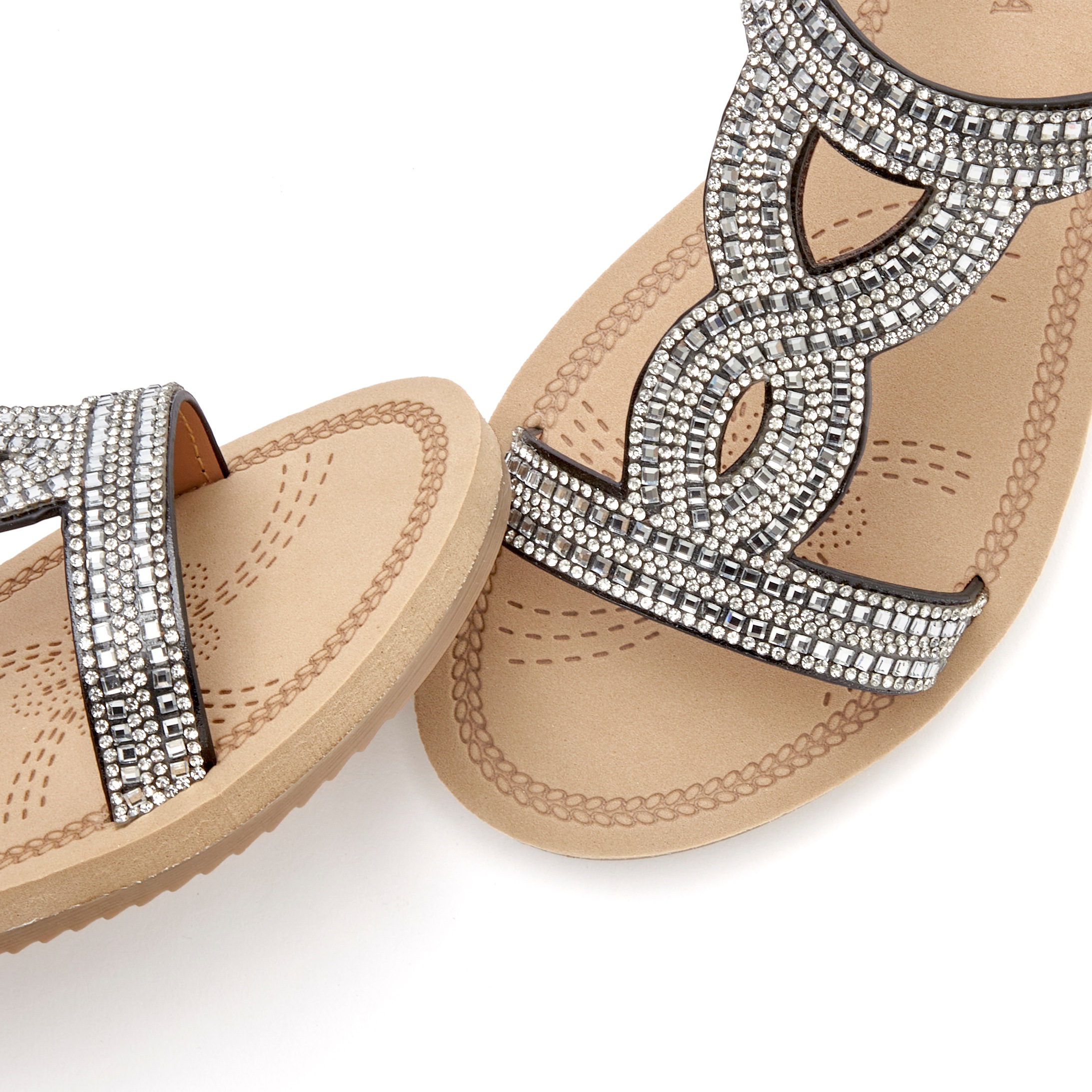 Vivance Sandale »Sandalette, Sommerschuh, offener Schuh«, mit elastischen Riemchen und Glitzersteinchen VEGAN