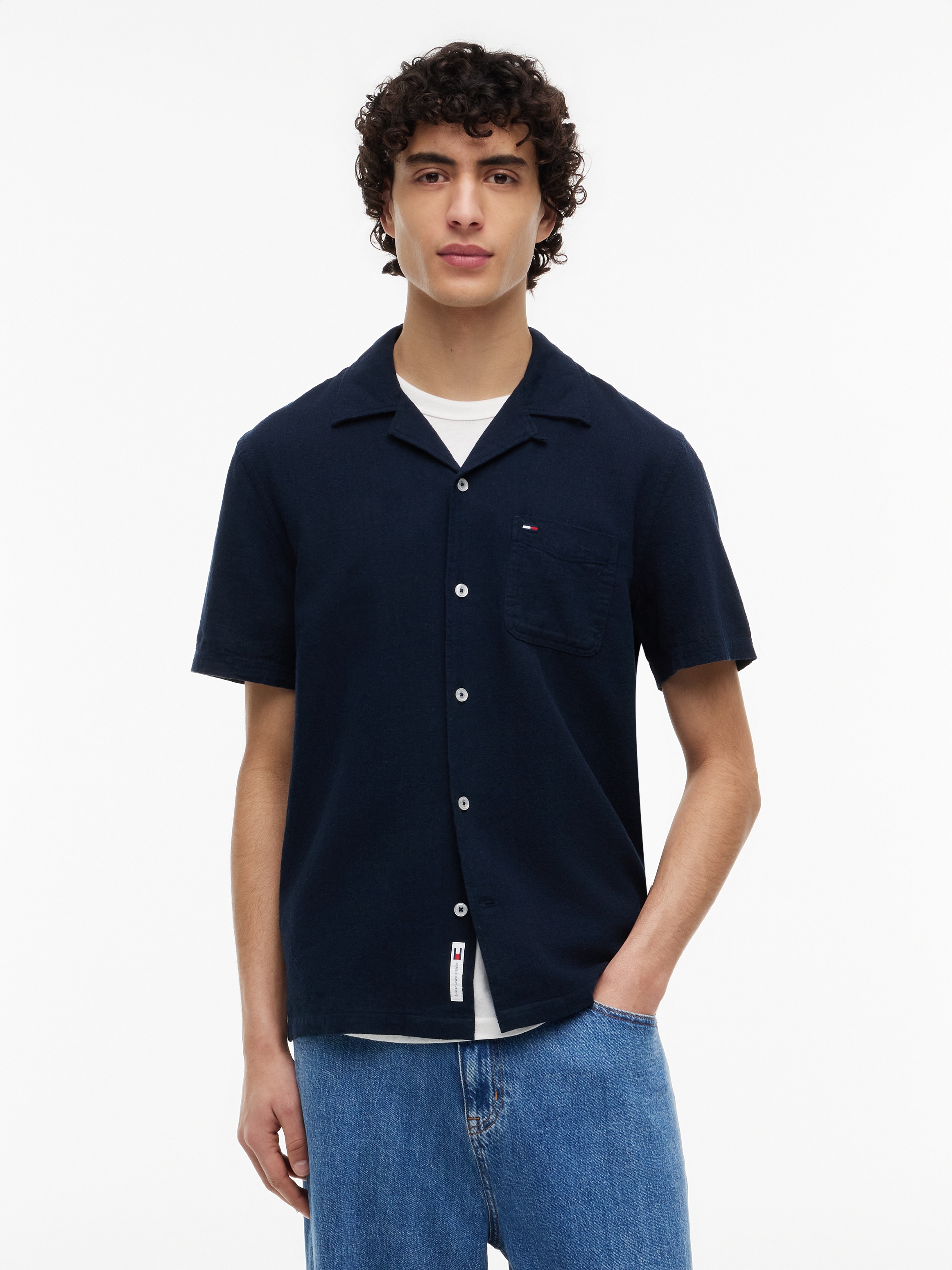 Tommy Jeans Leinenhemd "TJM REGULAR LINEN BLEND CAMP" mit Reverskragen günstig online kaufen