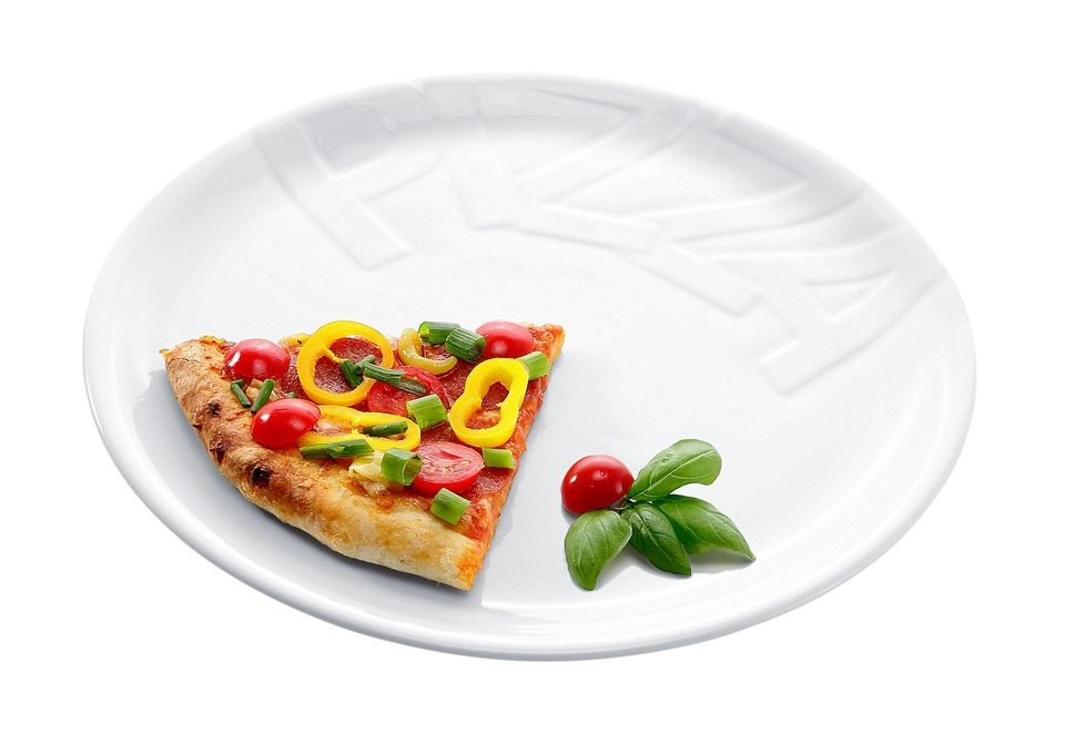 CreaTable Pizzateller »Essteller«, (Set, 4 St.), Teller Set für 4 Personen, weiß, Porzellan