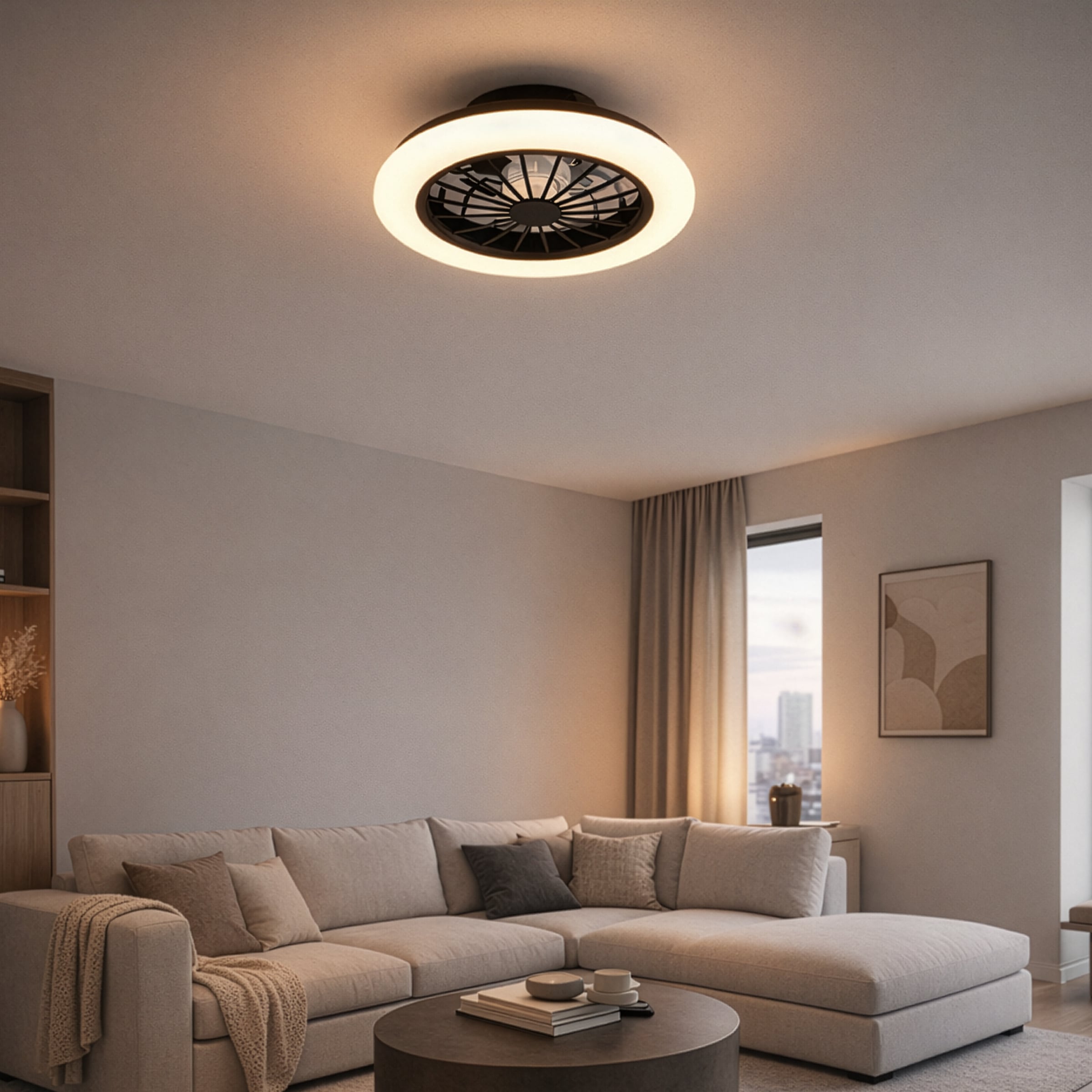 REALITY Leuchten LED Deckenleuchte »ROTSUND, Deckenventilator mit Licht Ø 38cm, inkl Fernbedienung« LED-Board 1 Stk. Farbwechsler | warmweiß - kaltweiß Ventilator mit 5 Stufen, Vor- & Rücklauf, LED mit CCT Timer Nachtlicht