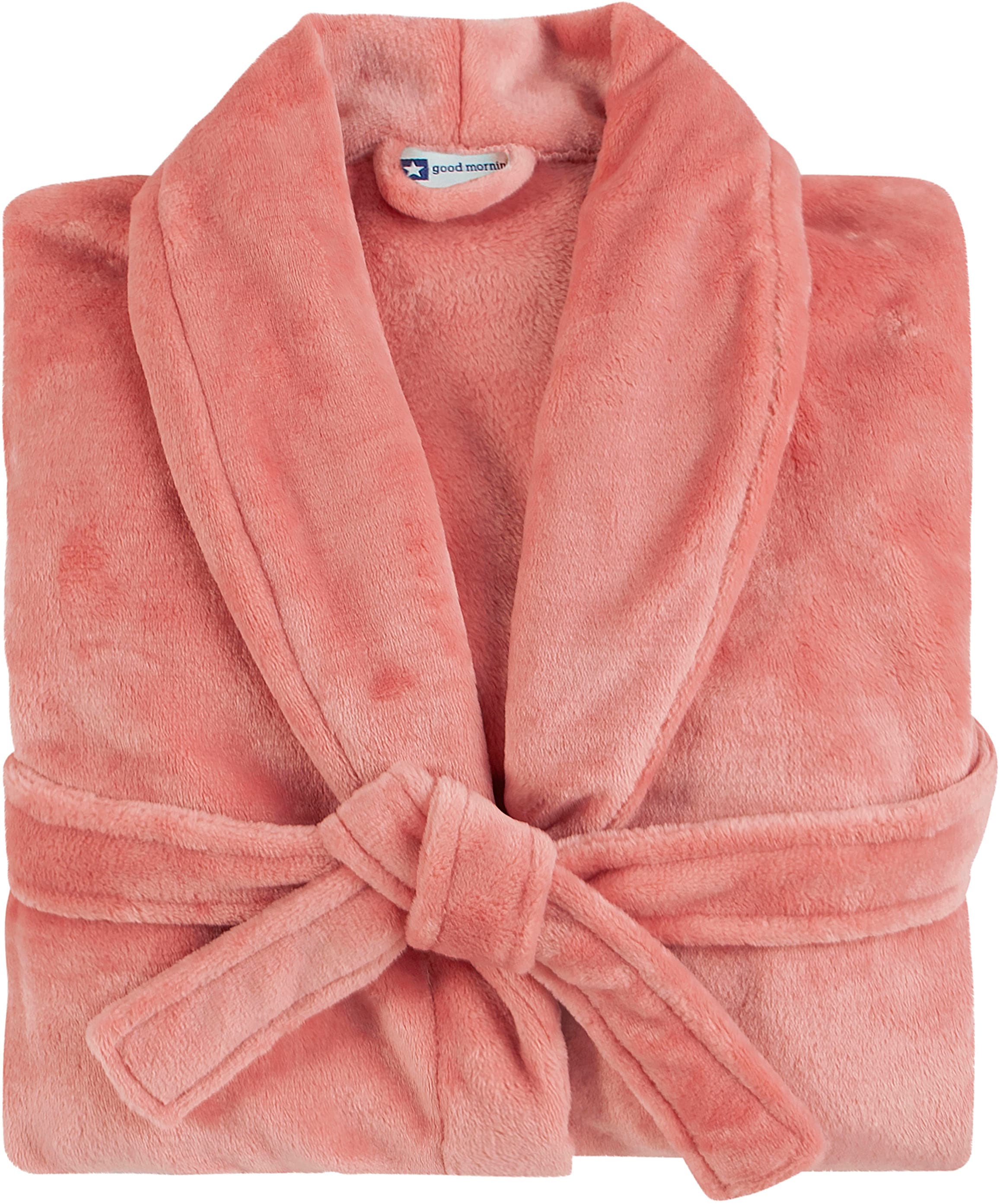 good morning Bademantel »Good morning Bathrobe uni«, (Packung, 1 St., 1x Bademantel), Schalkragen, Gürtel, Taschen, Damen & Herren, Velours, Glanz