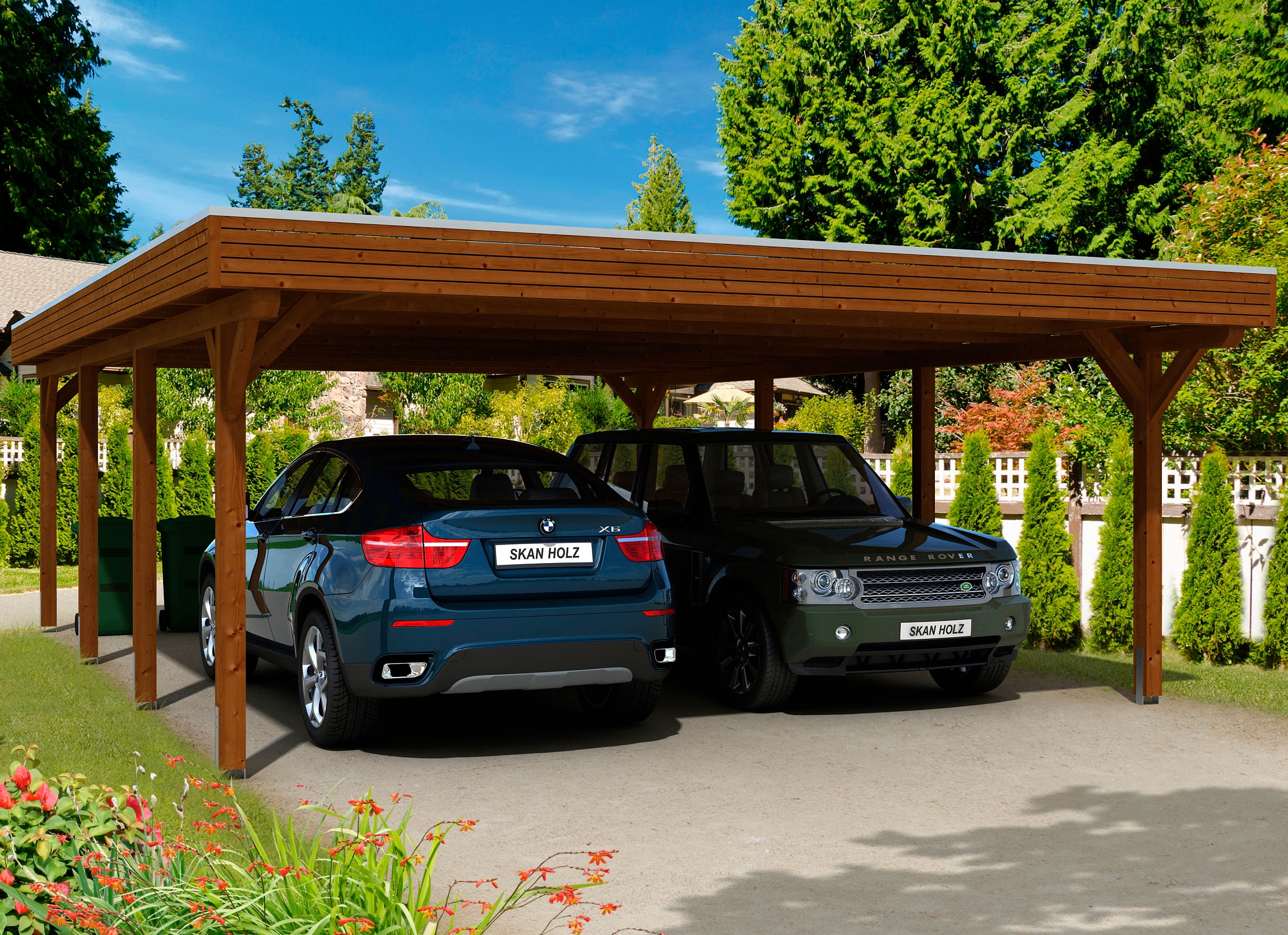 Skanholz Doppelcarport "Spessart" Leimholz 550 cm braun