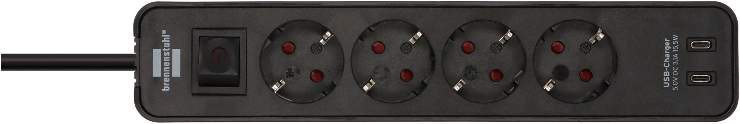 Brennenstuhl Steckdosenleiste »Ecolor H05VV-F3G1,5 1,5m 4-fach mit 2 USB-C-Ladebuchsen« (USB-Anschlüsse Kabellänge 1,5 m)