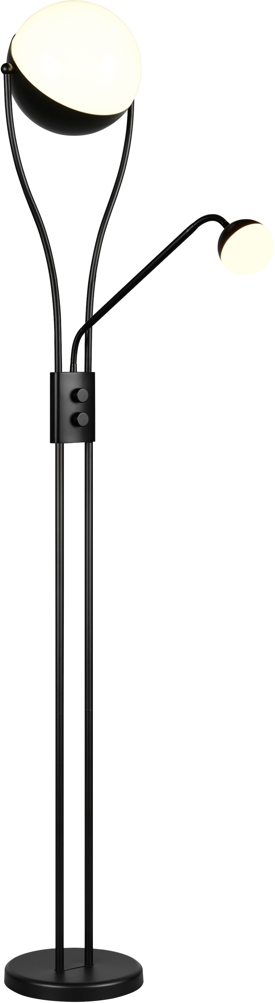 TRIO LEUCHTEN LED Stehlampe "CHRIS, LED Stehleuchte, mit Lesearm, Drehdimmer", 2, Ø 28cm H: 180cm, 1 Stk.schwarz matt, Wohnzimmer, Leuchten,