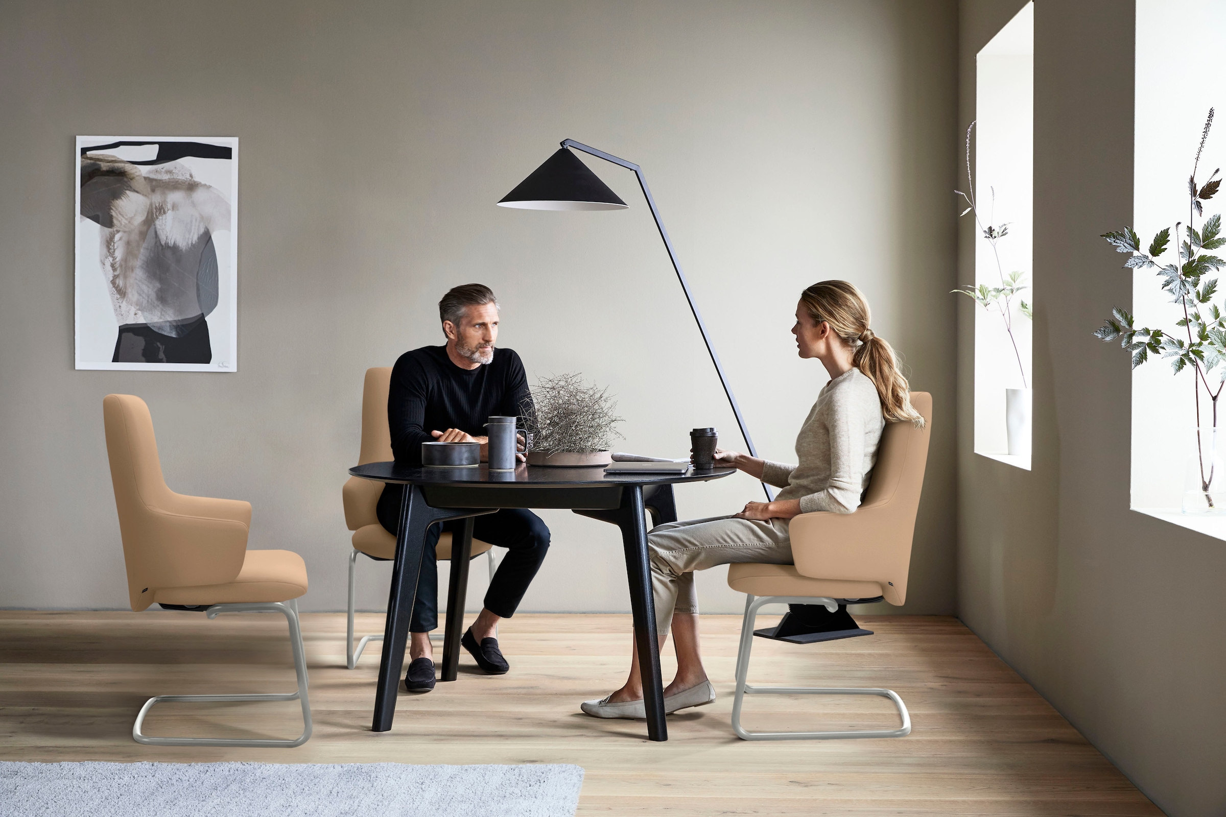 Stressless® Polsterstuhl »Laurel«, Leder PALOMA, High Back mit Armlehne, Größe L, mit Beinen aus Stahl in Chrom matt
