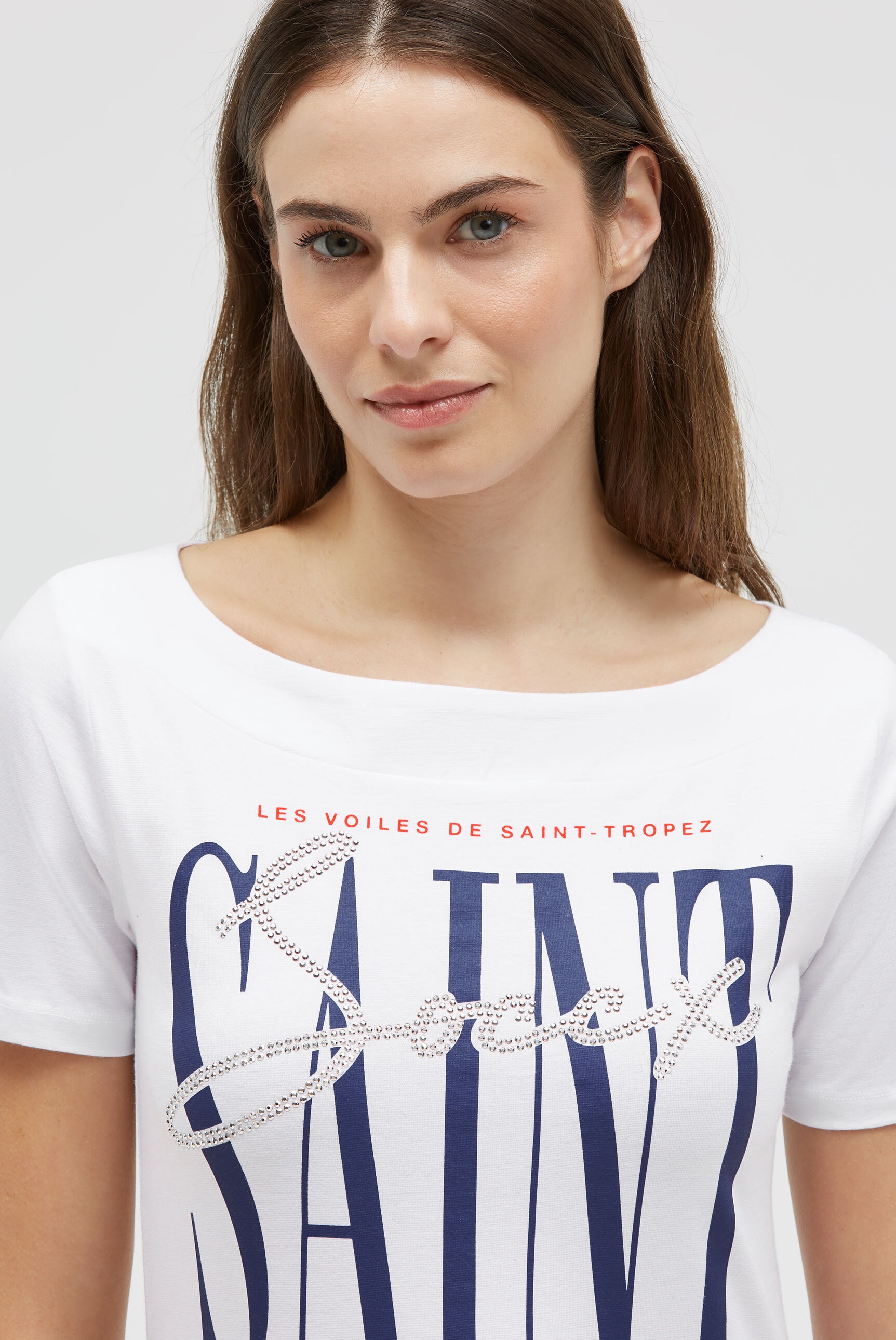 SOCCX Rundhalsshirt mit U-Boot-Ausschnitt