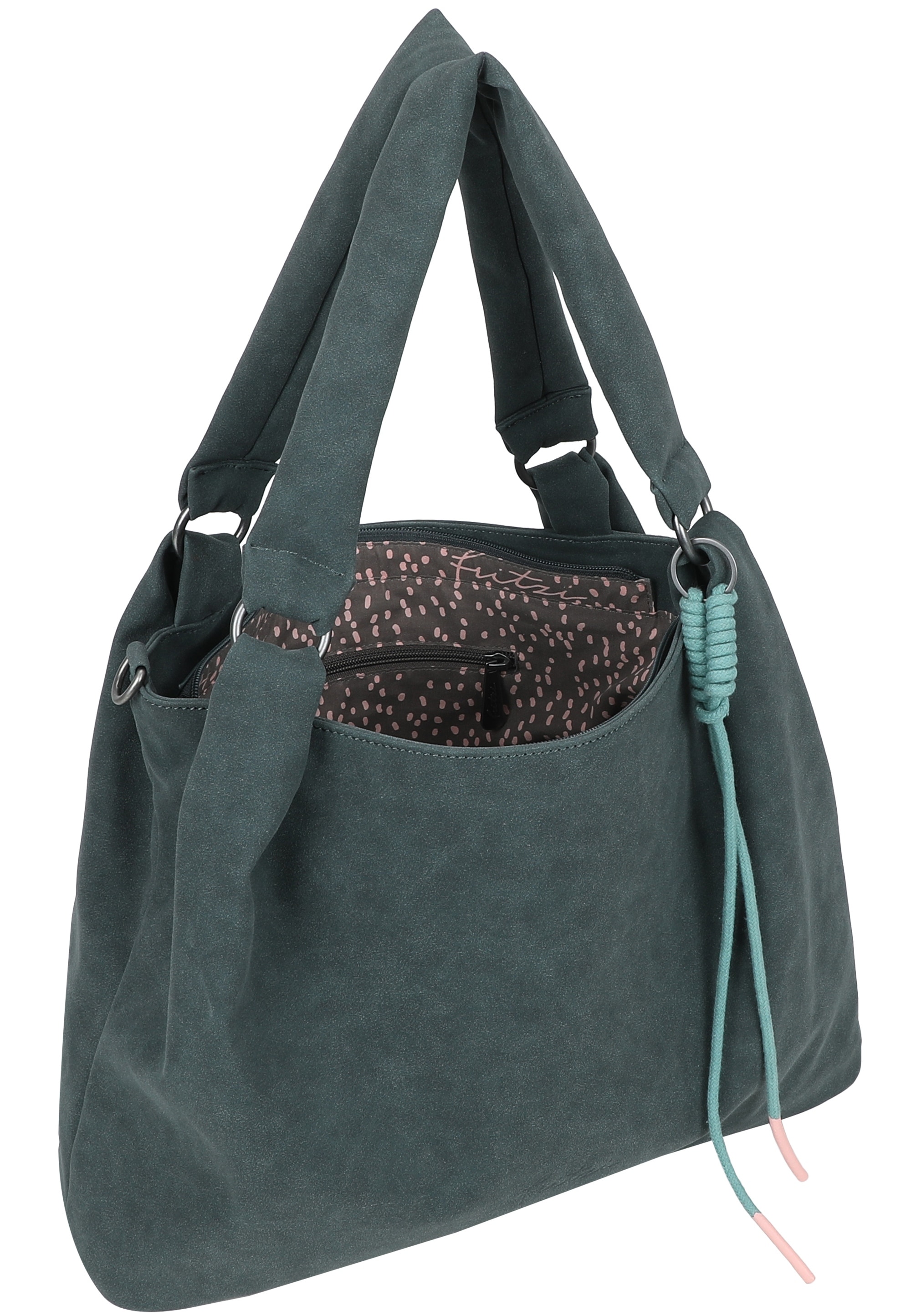 Fritzi aus Preußen Henkeltasche »Sue03 Suede Jacky Soft Dark Anthra« mit abnehmbarer Makramee-Schnur