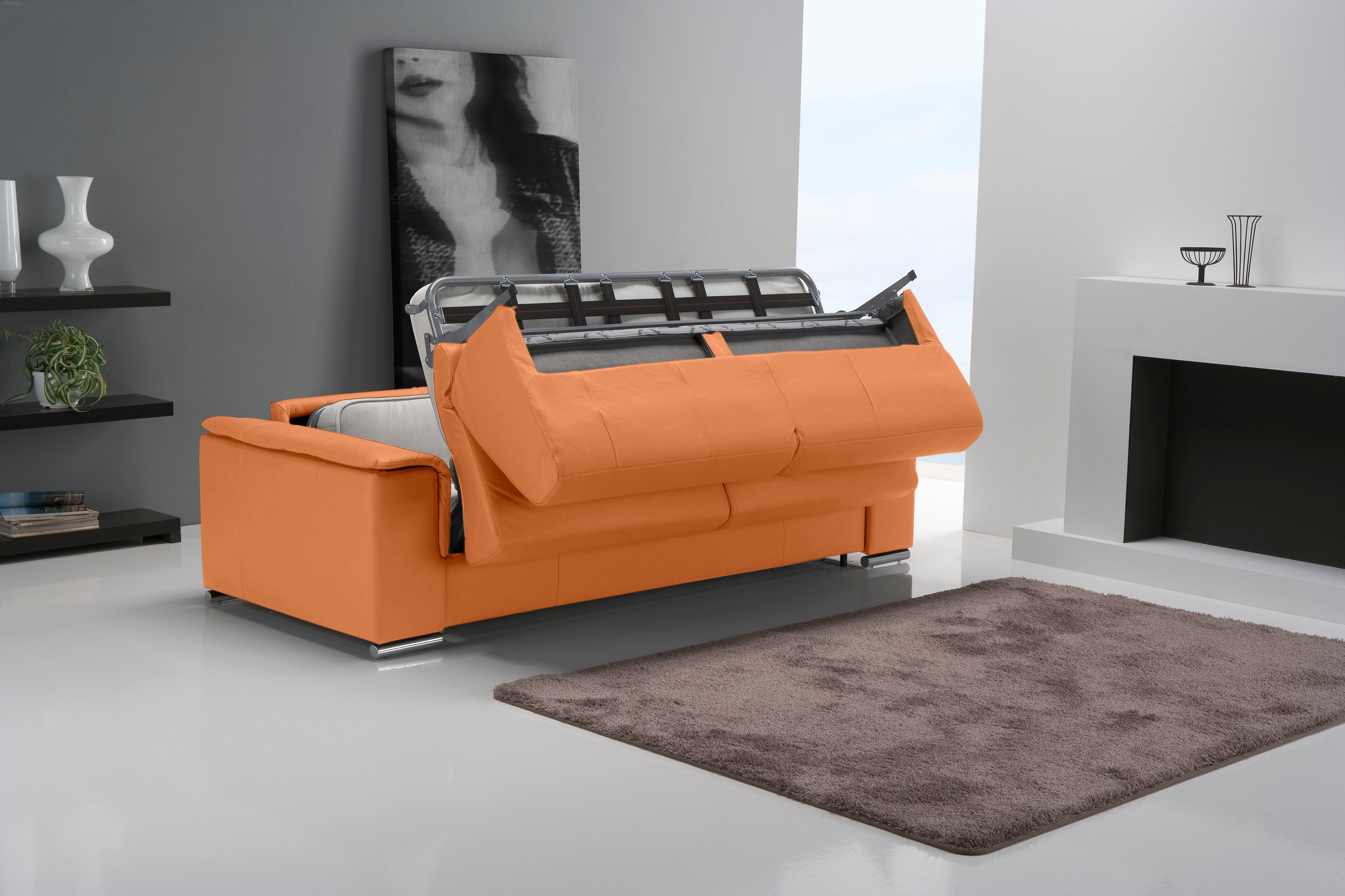Egoitaliano Schlafsofa »Cecilia, modern & elegant, erstklassiger Sitzkomfort, Dauerschläfer«, inkl. Matratze und hochwertigem Metallbettrahmen, toller Schlafkomfort