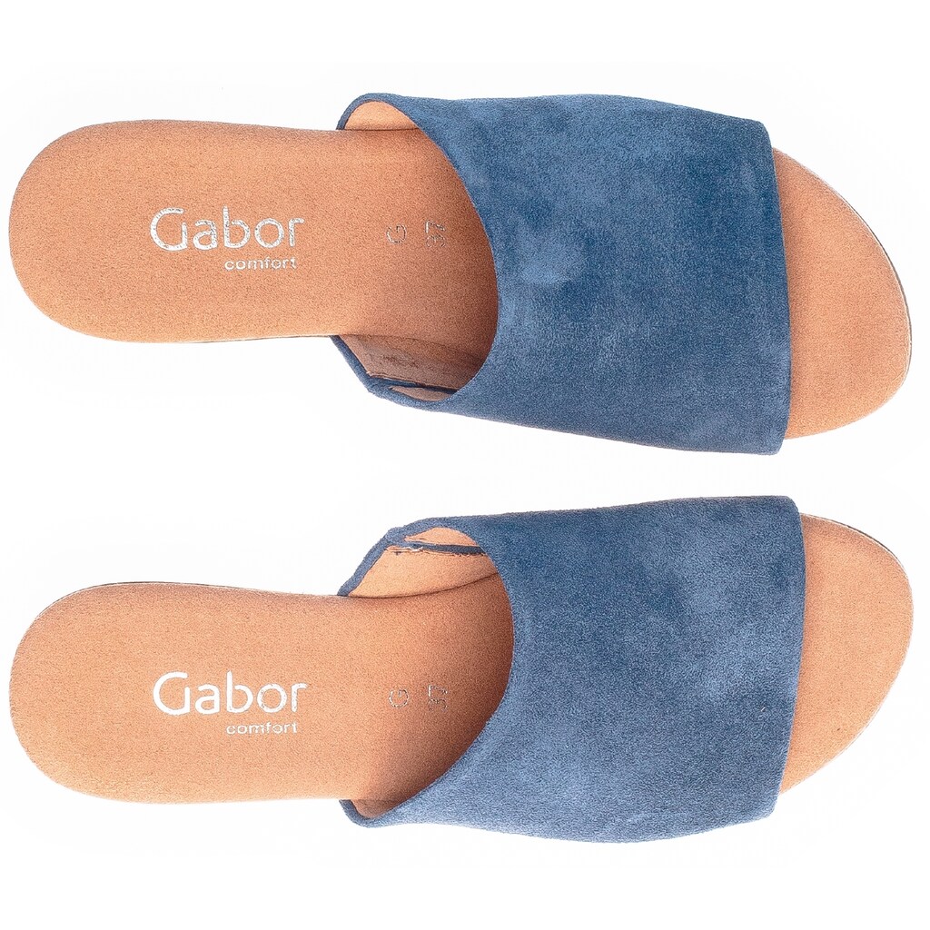 Marken Gabor Gabor Pantolette, mit Abstz in Holzoptik jeansblau