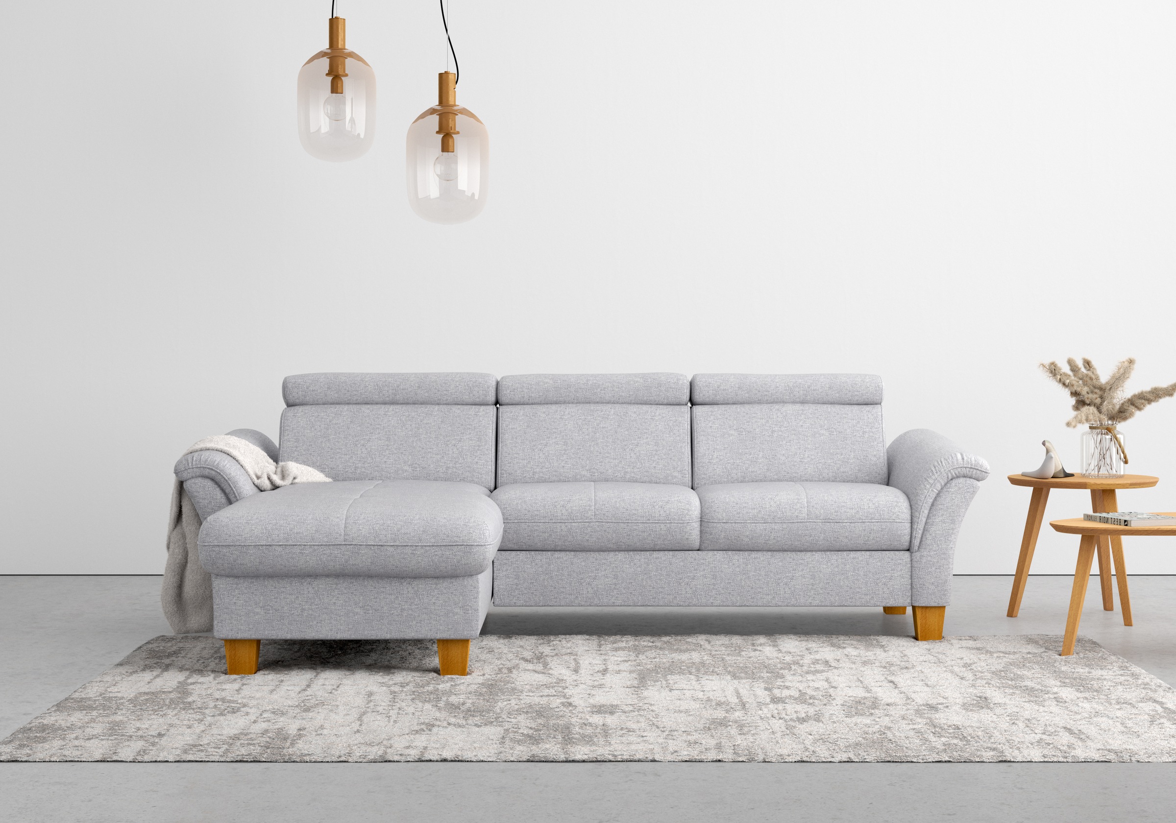 Home affaire Ecksofa »Lindgren L-Form«, wahlweise mit Bett mit klappbaren Rollen, Kasten und Kopfverstellung