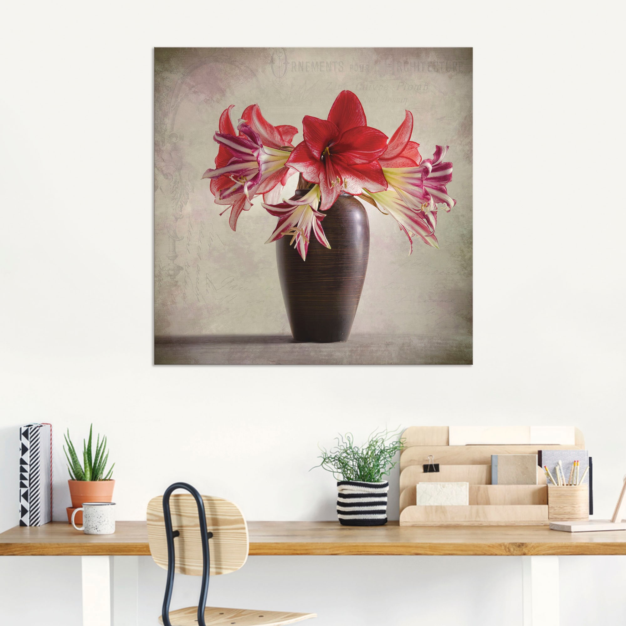 Artland Wandbild »Amaryllis Vintage II«, Blumen, (1 St.), als Alubild, Outdoorbild, Leinwandbild in verschied. Größen