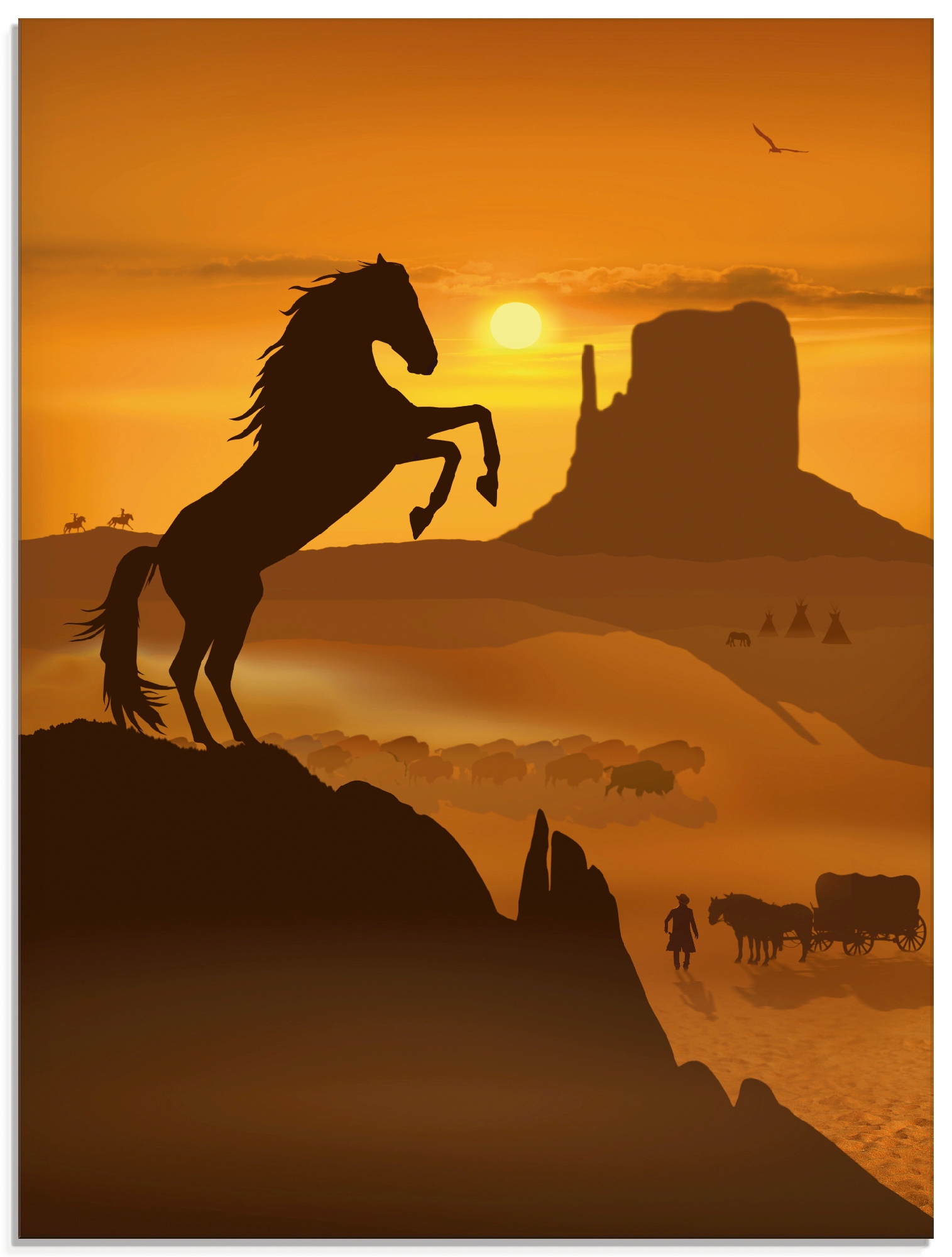 Artland Glasbild »Freiheit für den schwarzen Mustang«, Haustiere, (1 St.),  in verschiedenen Größen kaufen | BAUR