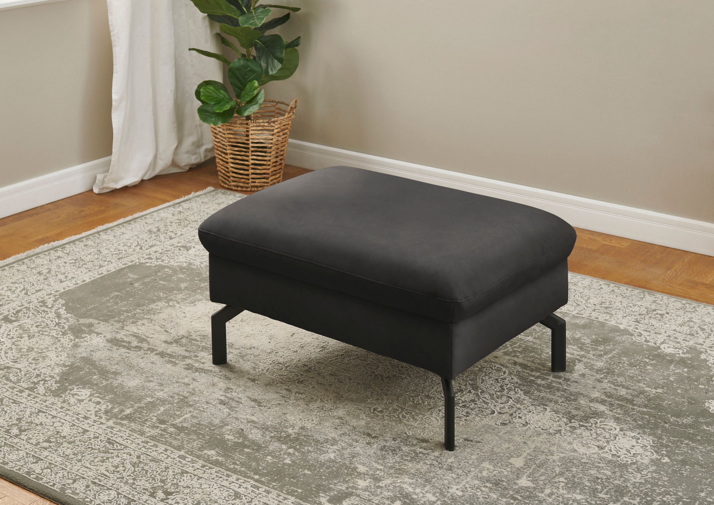 Die PlanBar Hocker »PN-EM20028 Breite 87 cm«, hochwertiges Glattleder, stylische Metallfüße
