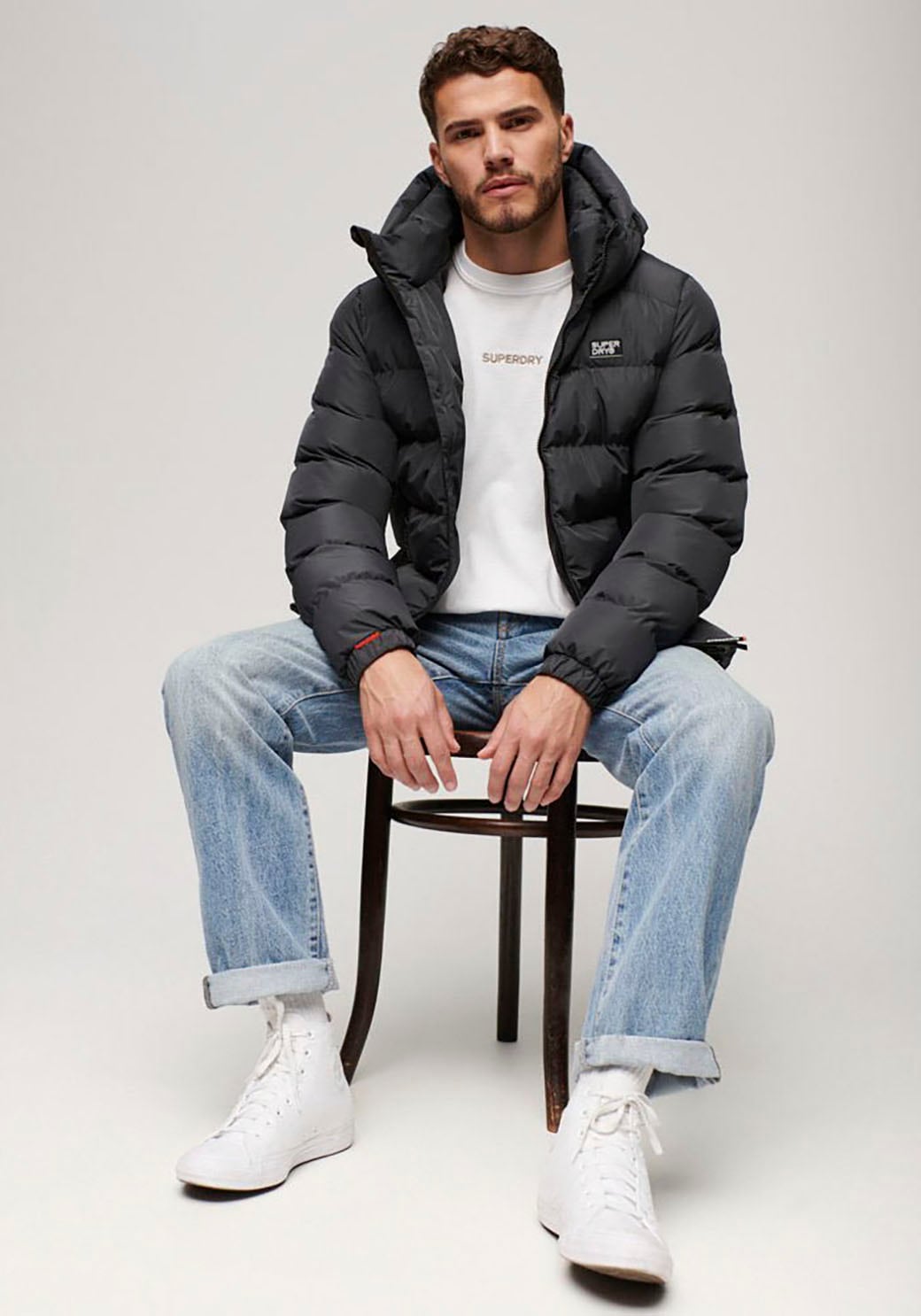 Superdry Steppjacke »HOODED SPORTS PUFFER JACKET«, mit Kapuze