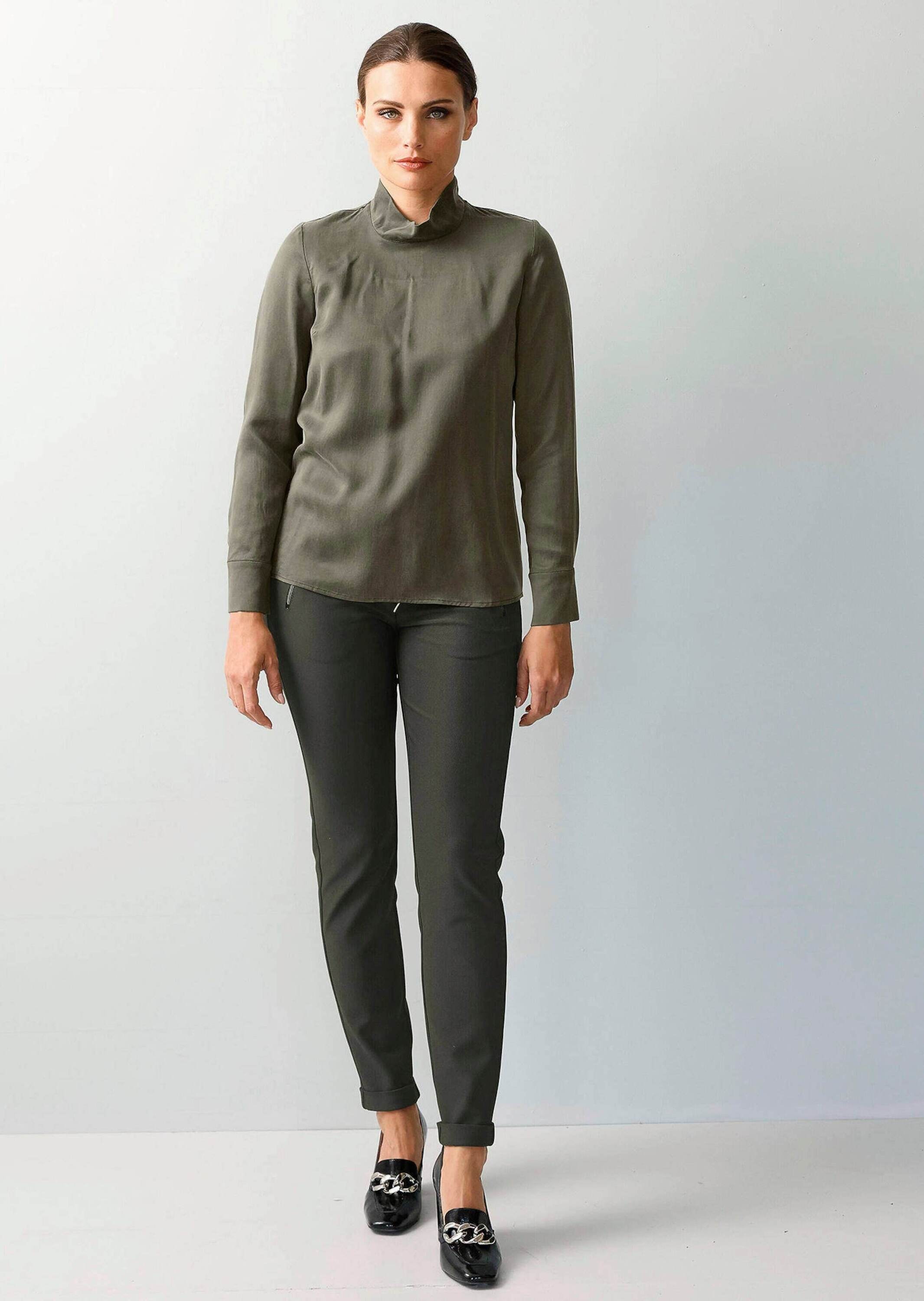 Alba Moda Langarmbluse »Satinbluse Satinbluse mit Stehkragen«