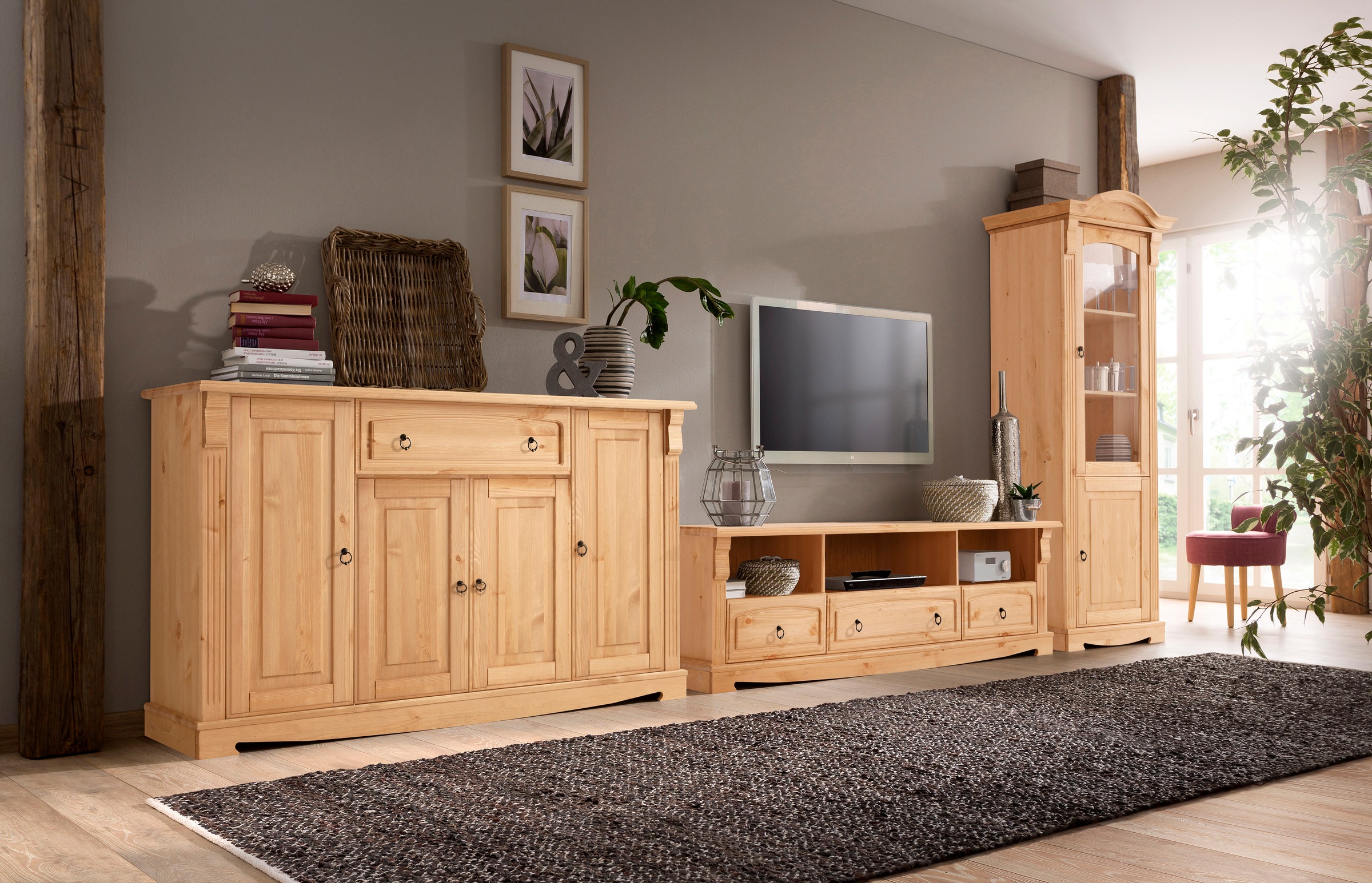 OTTO home Vitrine "Anna" Gesamtmaße (B/T/H): ca. 66/46/188 cm, mit Glastür, günstig online kaufen