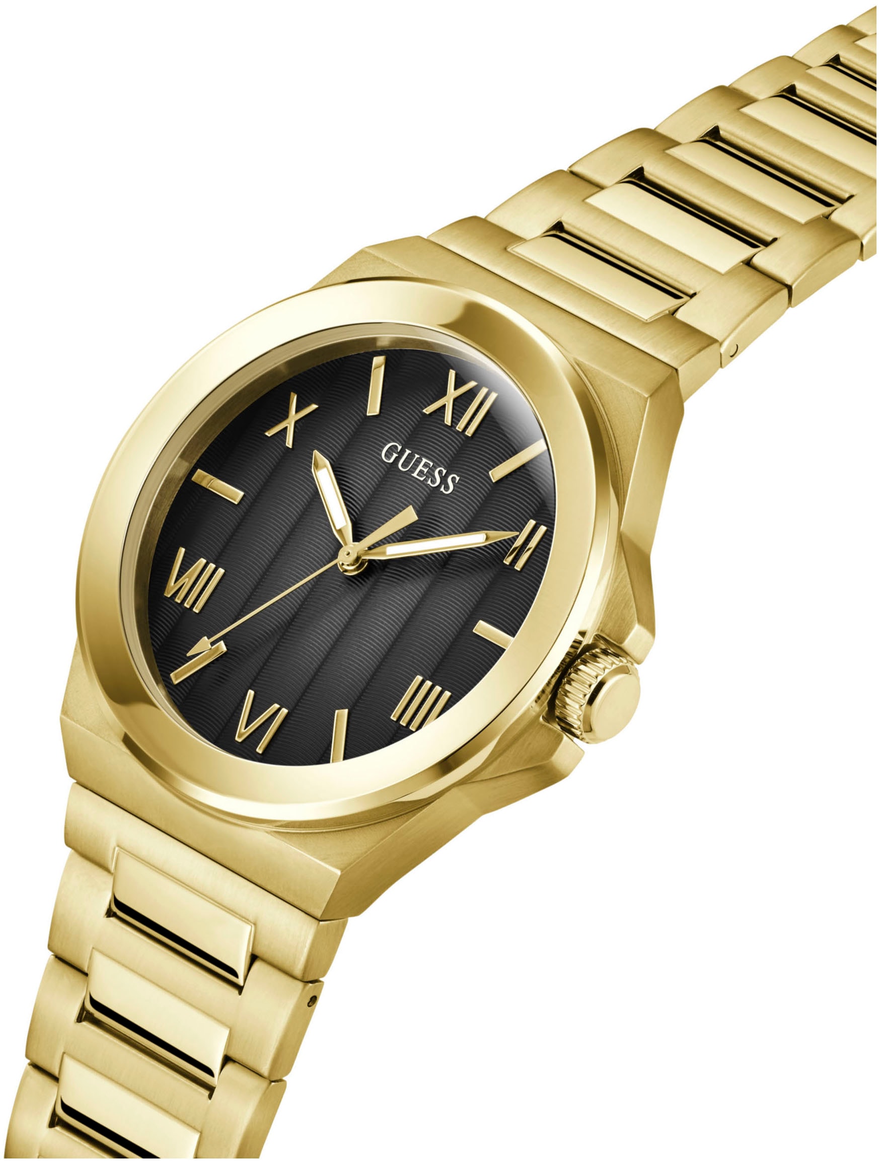 Guess Quarzuhr »VINYL«, Armbanduhr, Herrenuhr, Edelstahlarmband, Mineralglas, analog