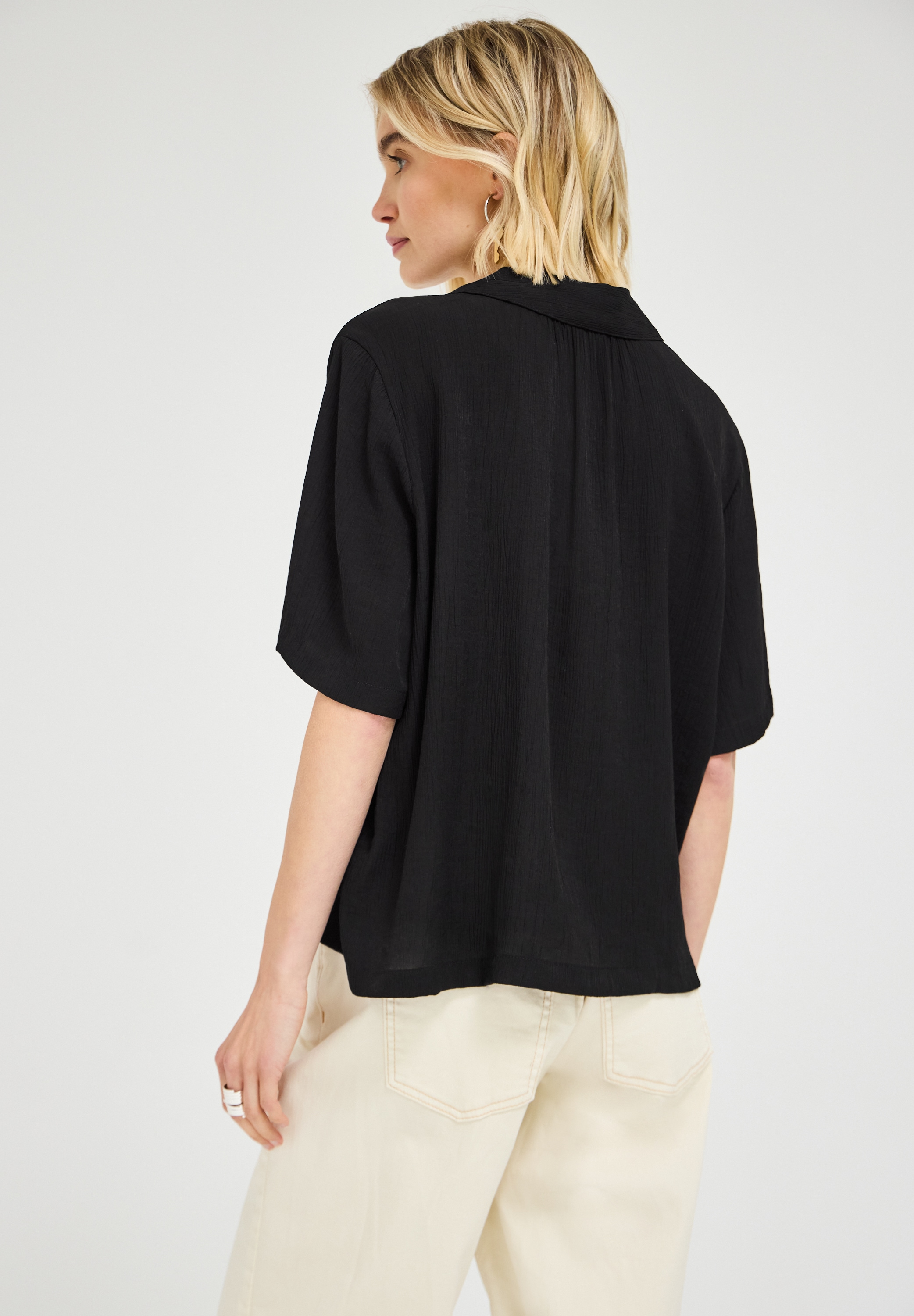 STREET ONE STUDIO Hemdbluse bestehend aus einem Materialmix