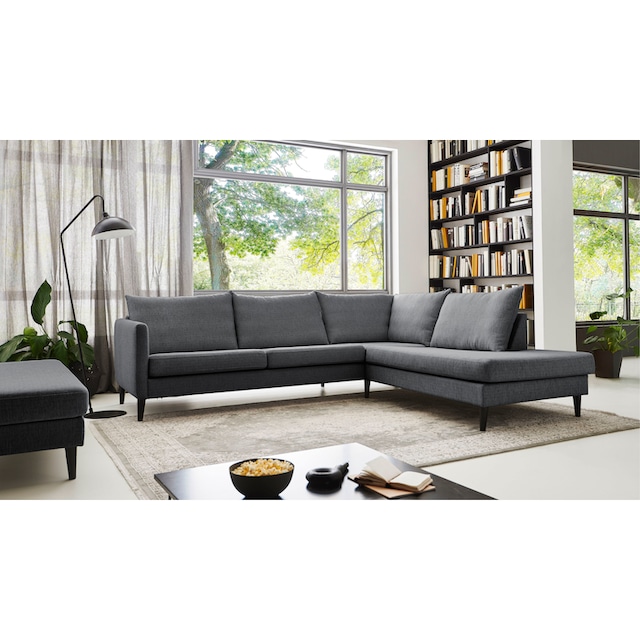 ATLANTIC home collection Ecksofa »Rekvik«, mit Wellenunterfederung, mit  Massivholzfüßen kaufen | BAUR