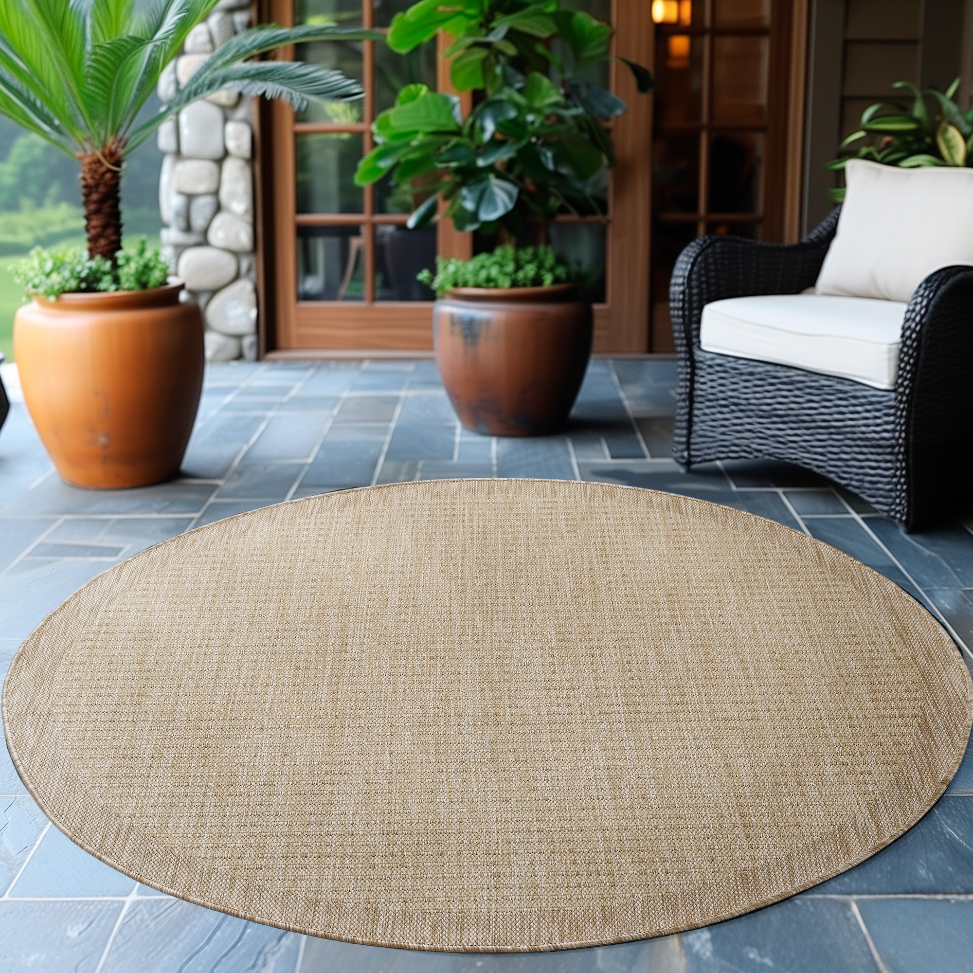 Ayyildiz Teppiche 1100000002199 "GIZA 1410, auch als Läufer und Rund" rund 3 mm Höhe Läufer, In- und Outdoor, Wetterfest, Wasserabweisend, robust