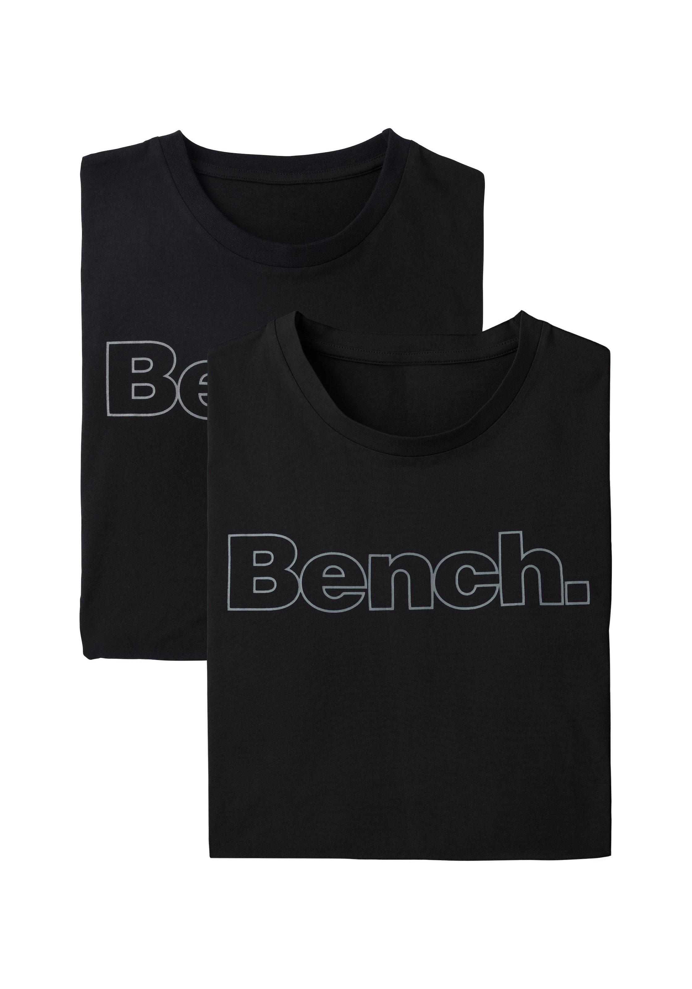 Bench. Loungewear T-Shirt, (2 tlg.), Shirt mit Logoprint, Basicshirt mit Rundhals aus reiner Baumwolle