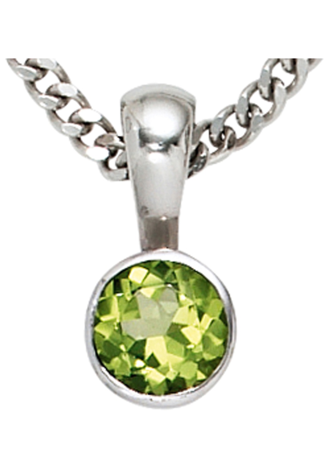 JOBO Runder Anhänger, rund 925 Silber mit Peridot