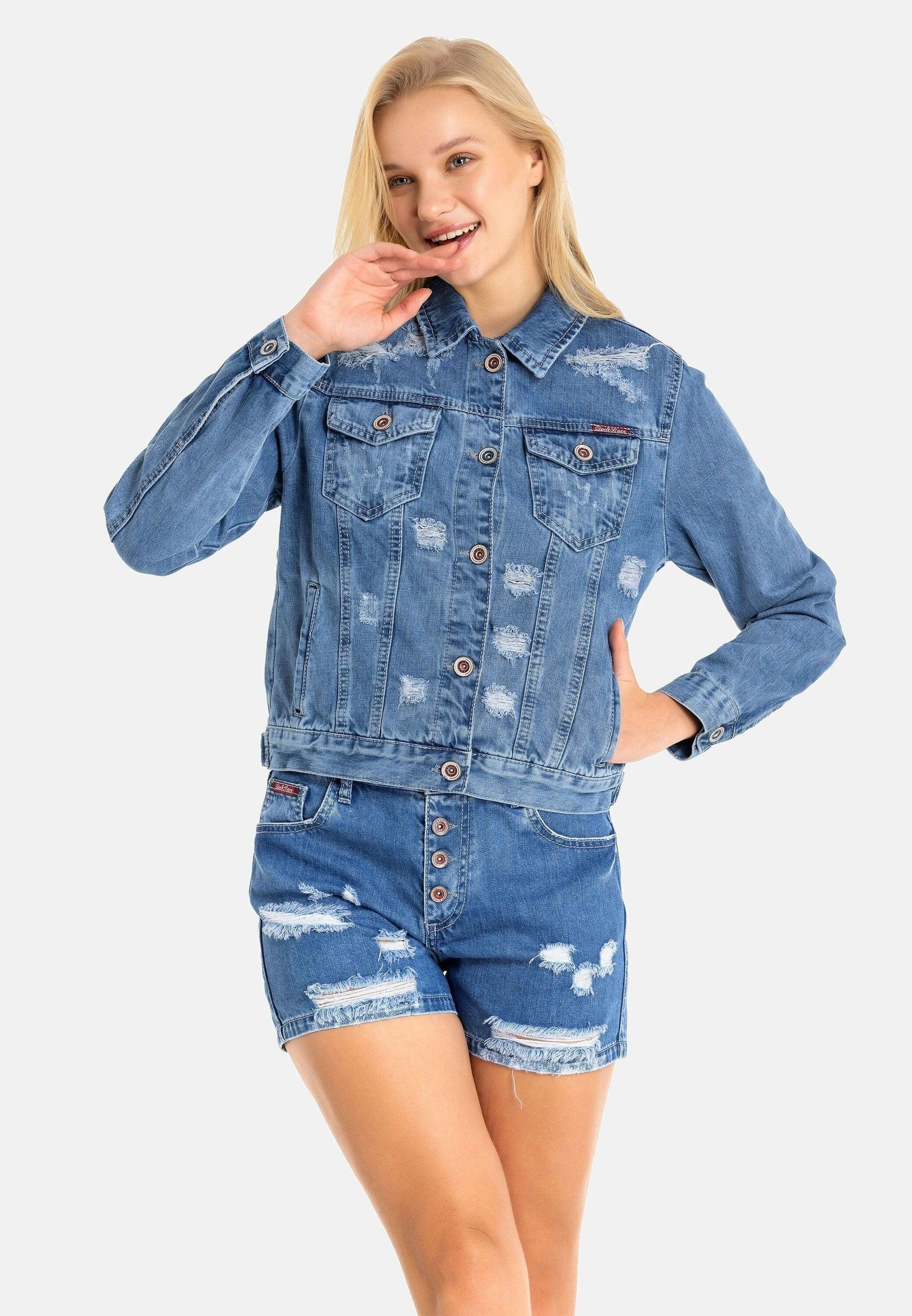 Cipo & Baxx Jeansjacke »Jeansjacke«, ohne Kapuze, Mit praktischen Brusttaschen, WJ212