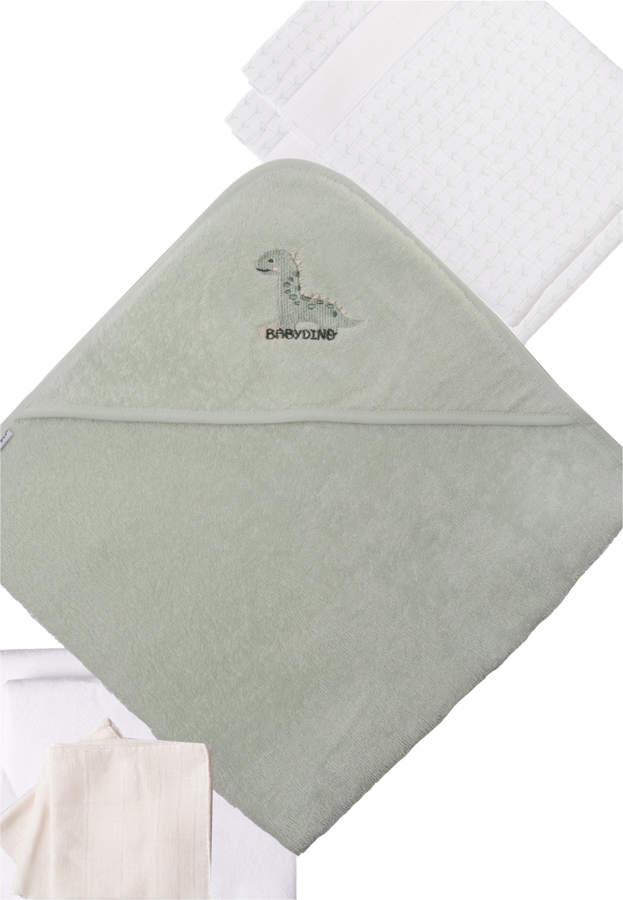 Liliput Erstausstattungspaket »Dinosaurier« 9-teilig mit saugfähigem Frottee-Kapuzenbadetuch