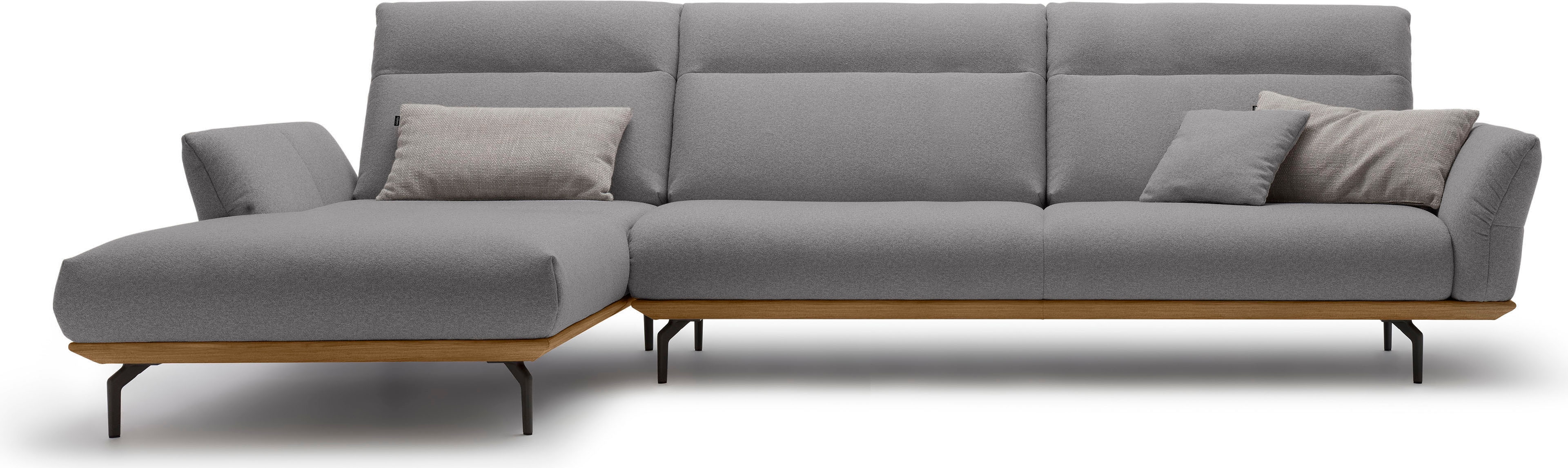 Creation BY ROLF BENZ Ecksofa "CR.460 Designsofa mit erstklassigem Sitzkomfort" Sockel in Nussbaum, Winkelfüße in Umbragrau, Breite 338 cm