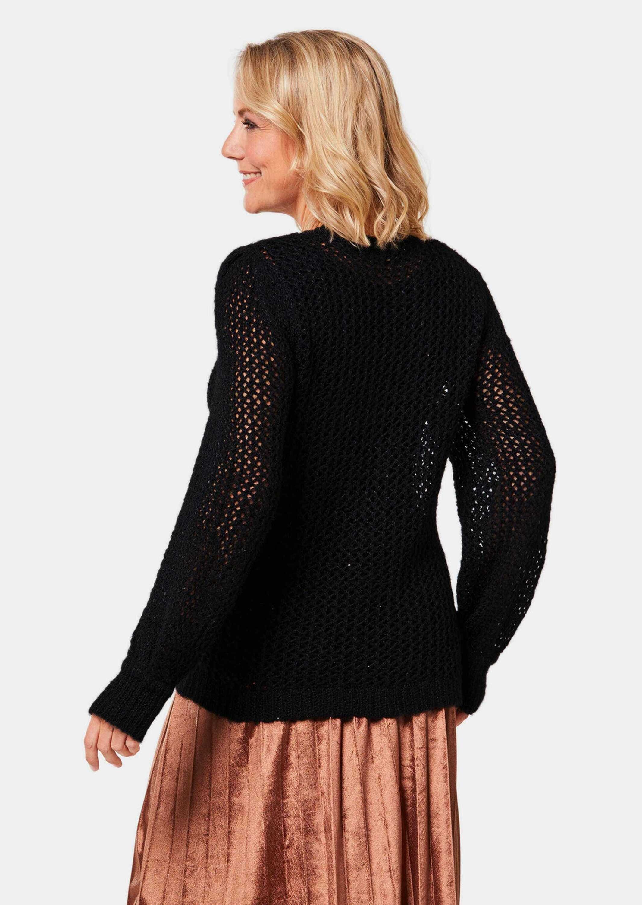 GOLDNER Strickpullover »Pullover Femininer Pullover in Netzoptik mit Pailletten«