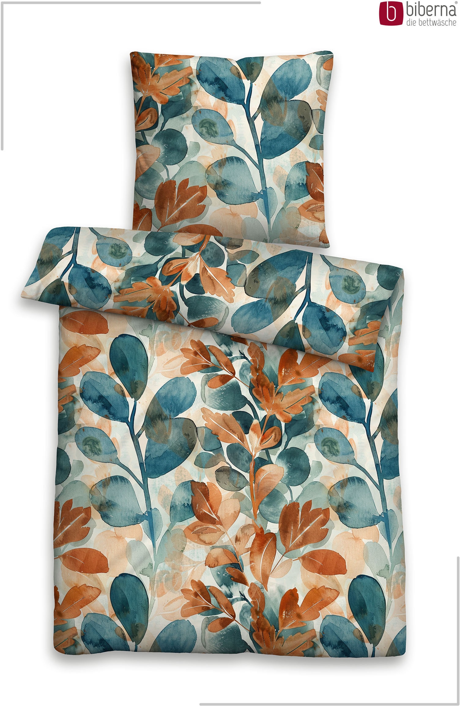 Biberna Bettwäsche »0617269 Premium Satin-Bettwäsche 100% Baumwolle ab Größe 135x200 cm« 2 seidig glatt & atmungsaktiv, Reißverschluss, ganzjährig, geblümt