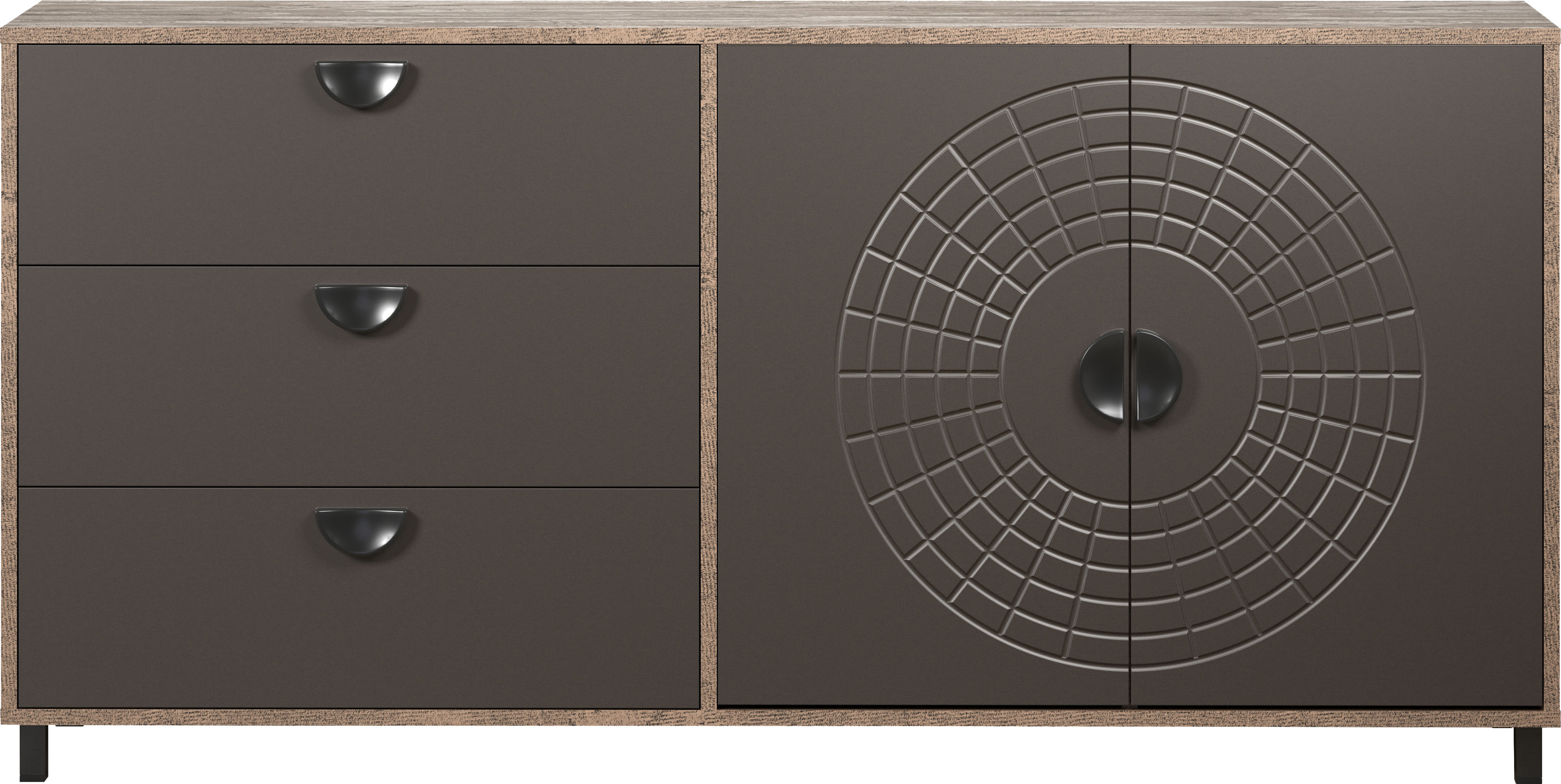 Thumbnail - INOSIGN Sideboard "Fusion" 1 Stk. tlg. Kommode mit markantem Kreismuster - Antikoptik - (B/T/H) 176/42/86 cm