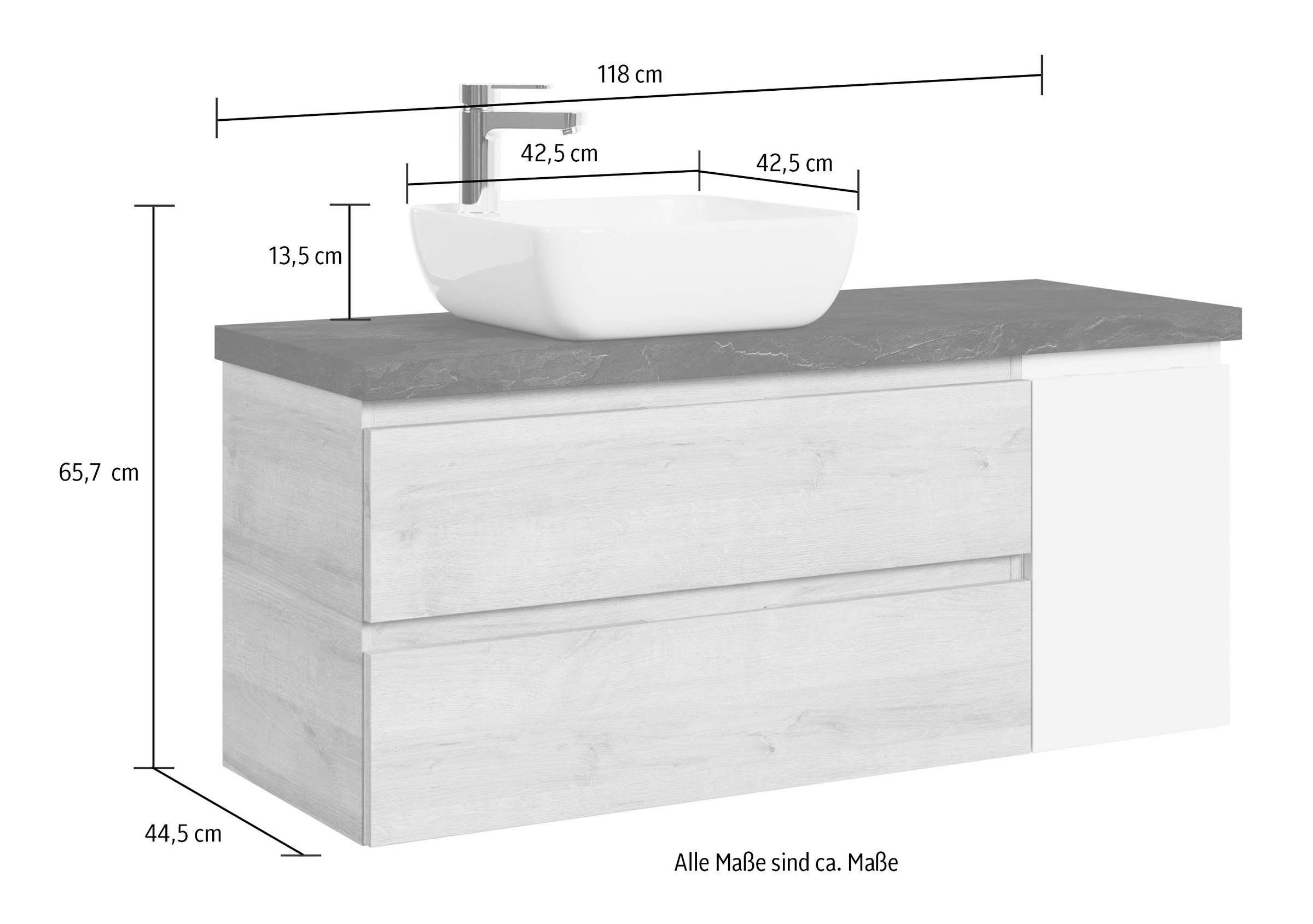 Saphir Waschtisch »Serie 4035«, 118 cm mit Keramik-Aufsatzbecken und Waschtischplatte