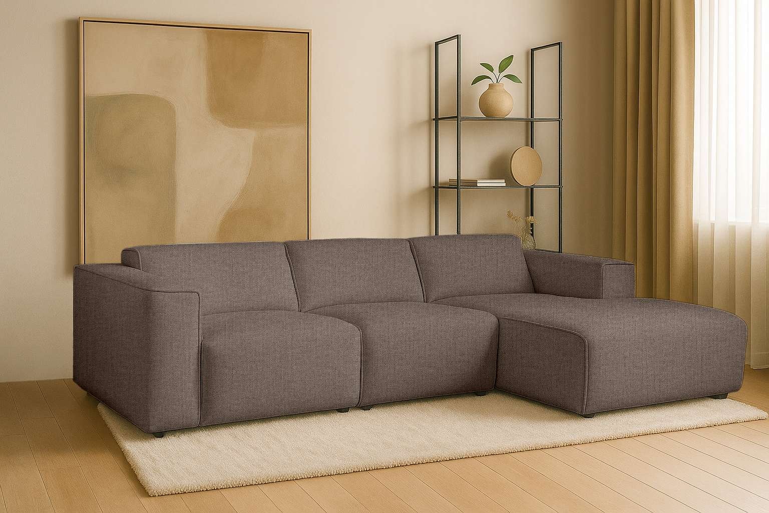 andas Ecksofa "Noord", L-Form, mit Kedernaht, Breite 281 cm, Cord, Struktur günstig online kaufen