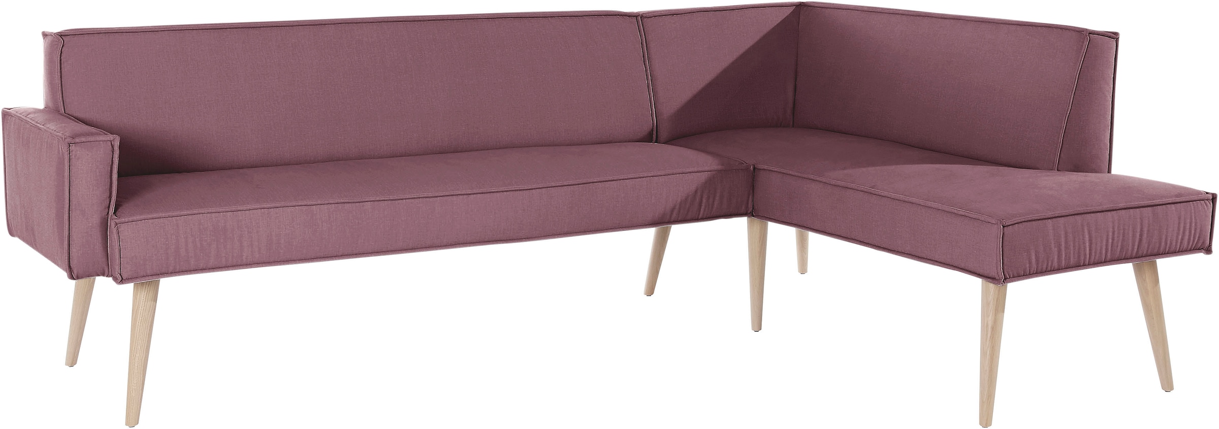 exxpo - sofa fashion Eckbank »Lungo, moderne Kedernaht, bequem und elegant, hoher Holzfuß«, hochwertige Detailverarbeitung, frei im Raum stellbar