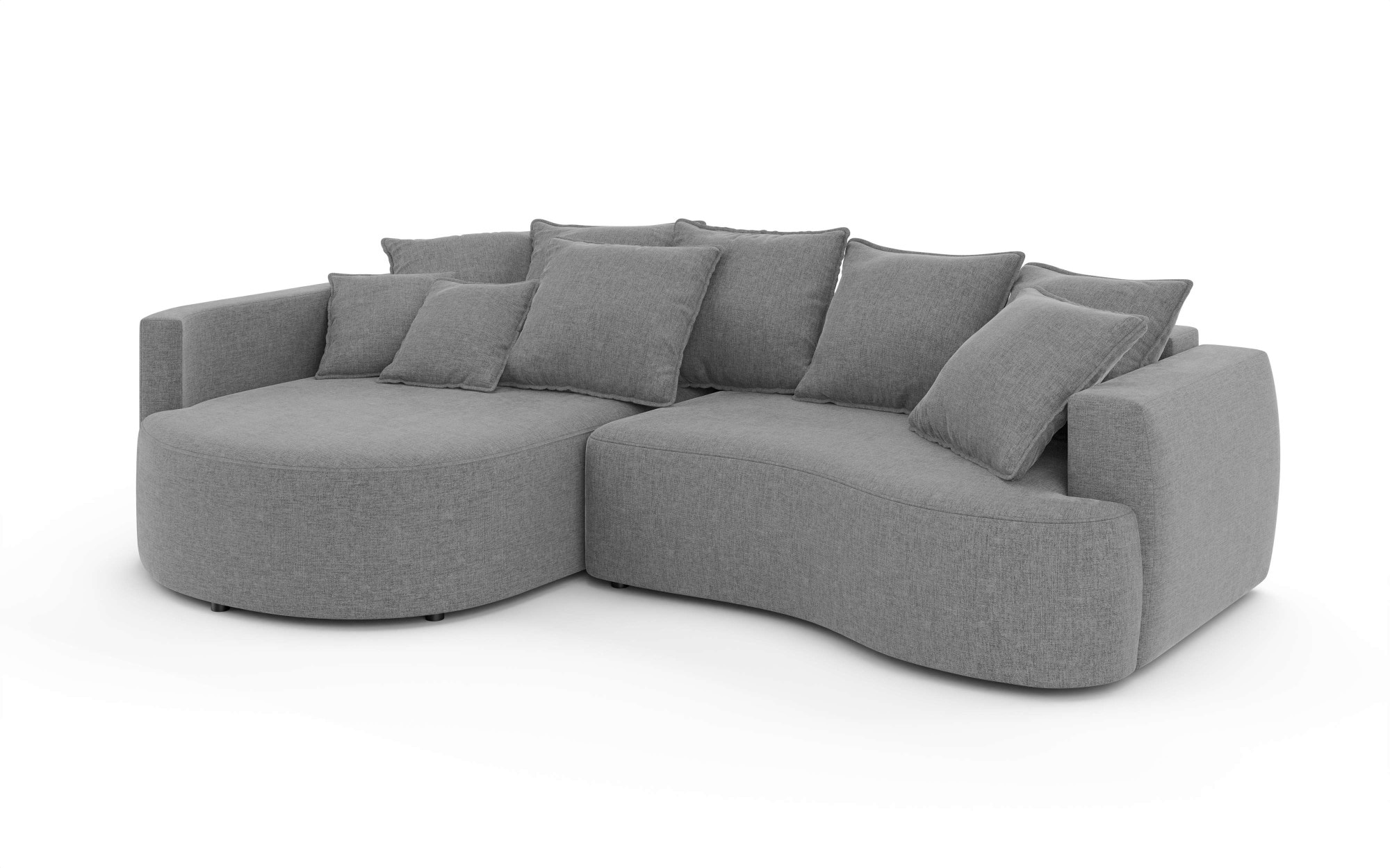 INOSIGN Ecksofa »Kahekili, Schlafsofa mit Bettkasten, Maße B/T/H: 255/181/90/ cm«, L-Form mit Wellenunterfederung, 7 Rückenkissen und 2 Zierkissen