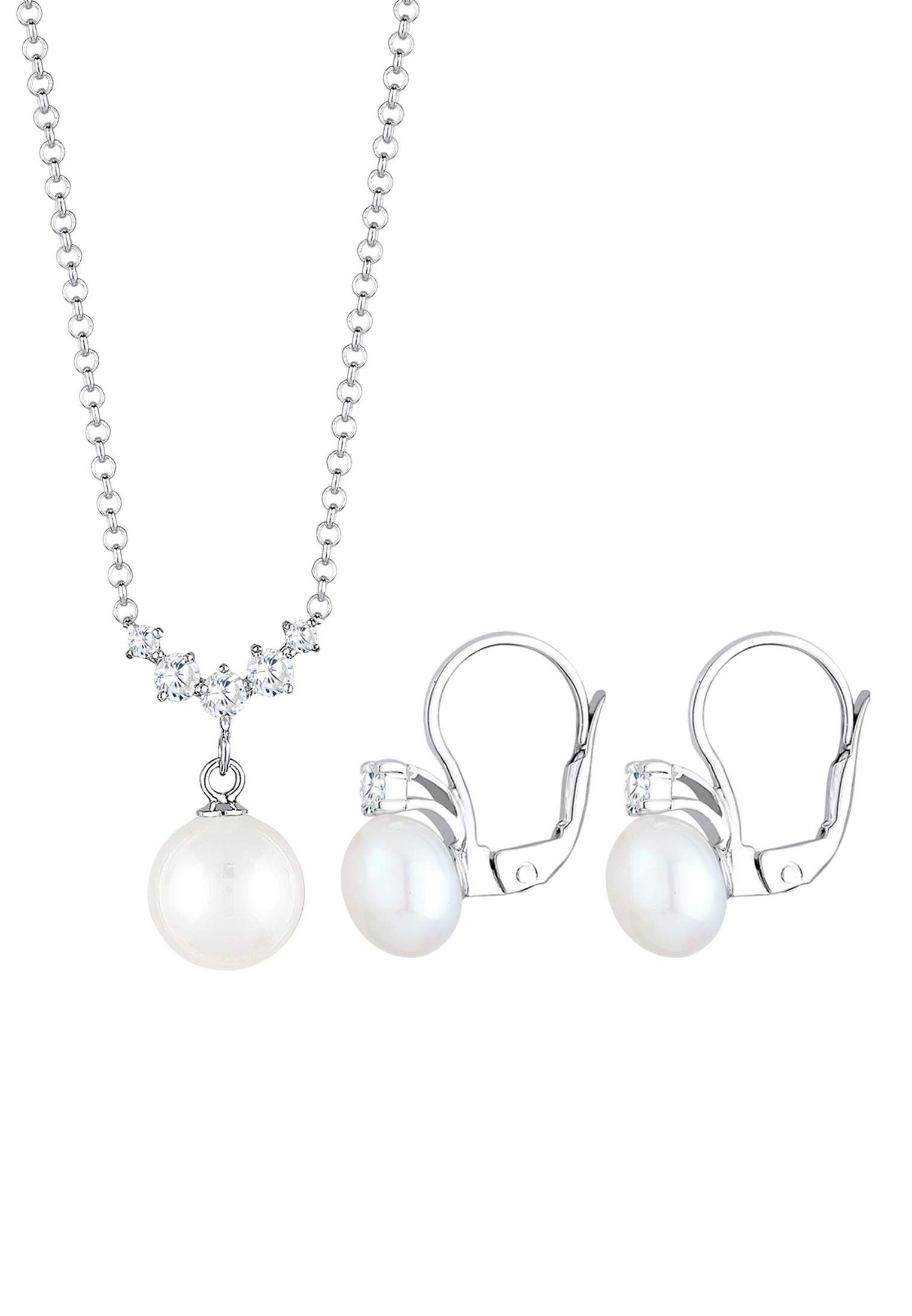 Elli Schmuckset »Set mit Perlen Zirkonia Weiß 925 Sterling Silber«
